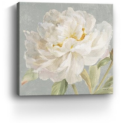 30"" Angelic White Peony Flower Canvas Wall Art