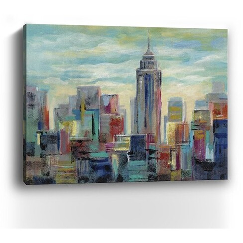 30"" X 24"" Vibrant Nyc Skyline Canvas Wall Art