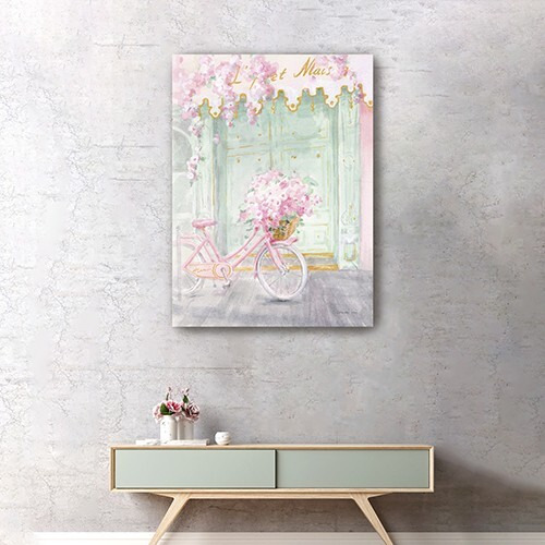 24"" Pretty Pastel Pink Paris Canvas Wall Art