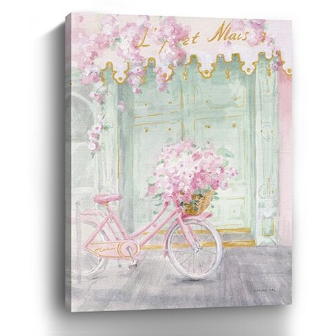24"" Pretty Pastel Pink Paris Canvas Wall Art