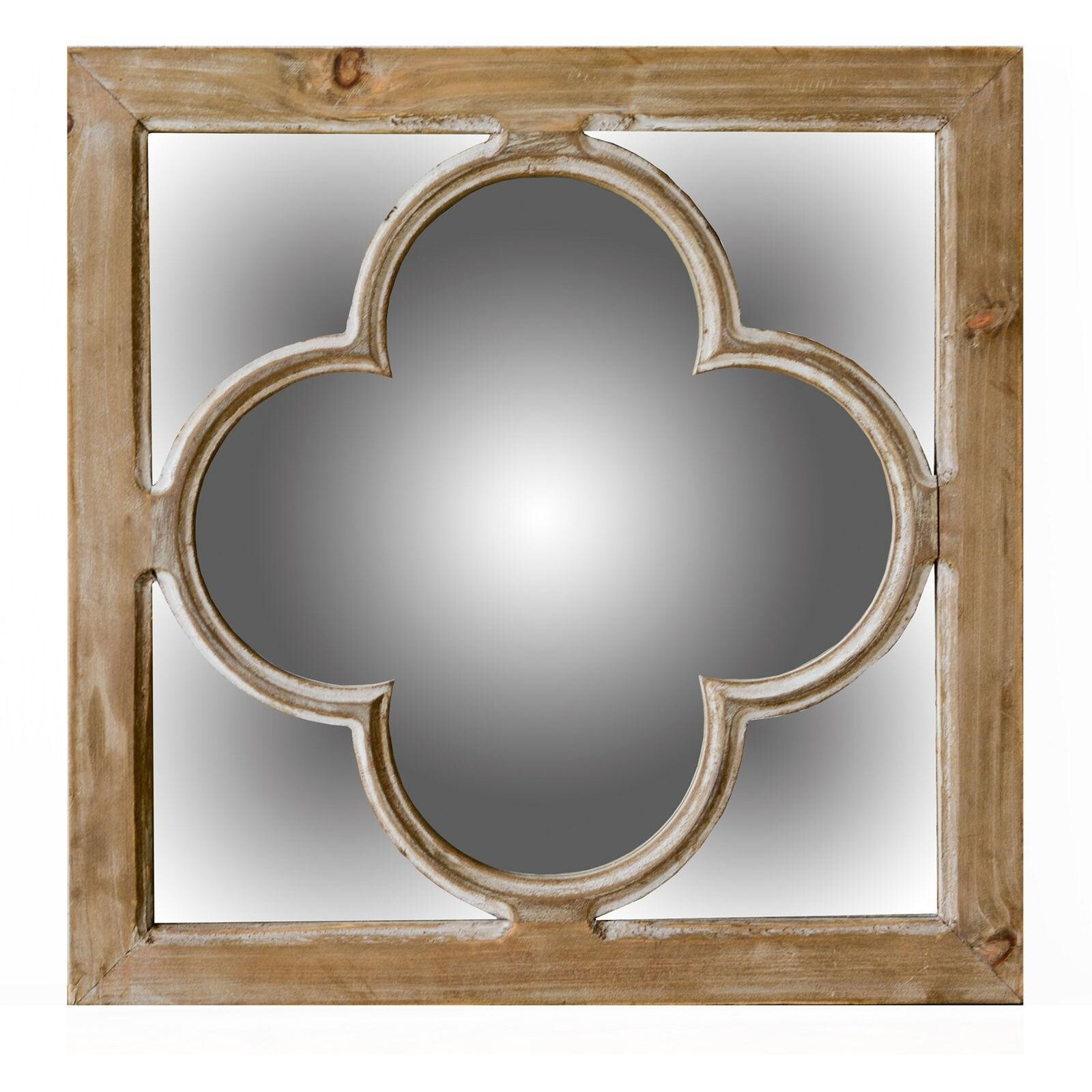 10"" Natural Brown With Whitewash Square Wall Mounted Accent Mirror