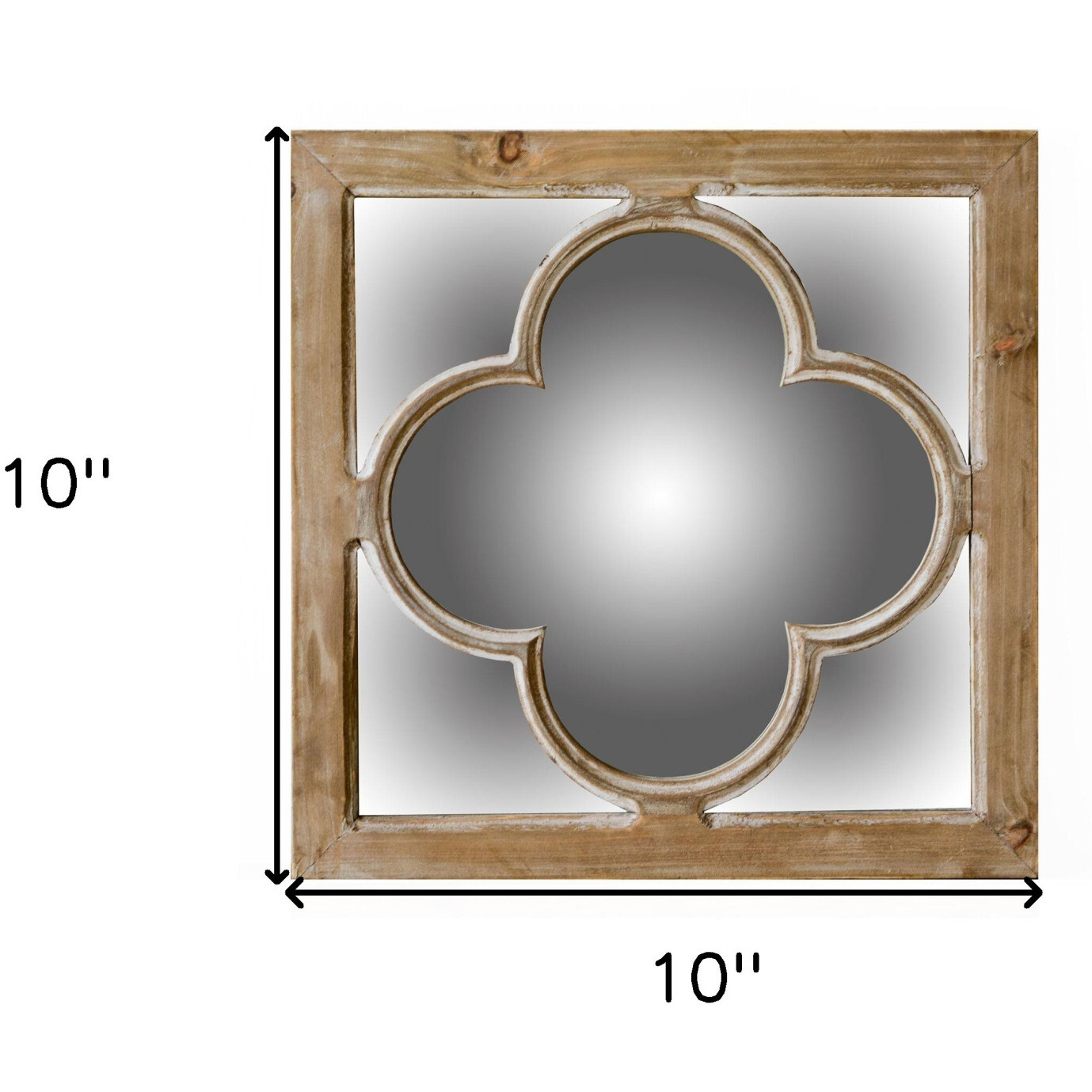 10"" Natural Brown With Whitewash Square Wall Mounted Accent Mirror