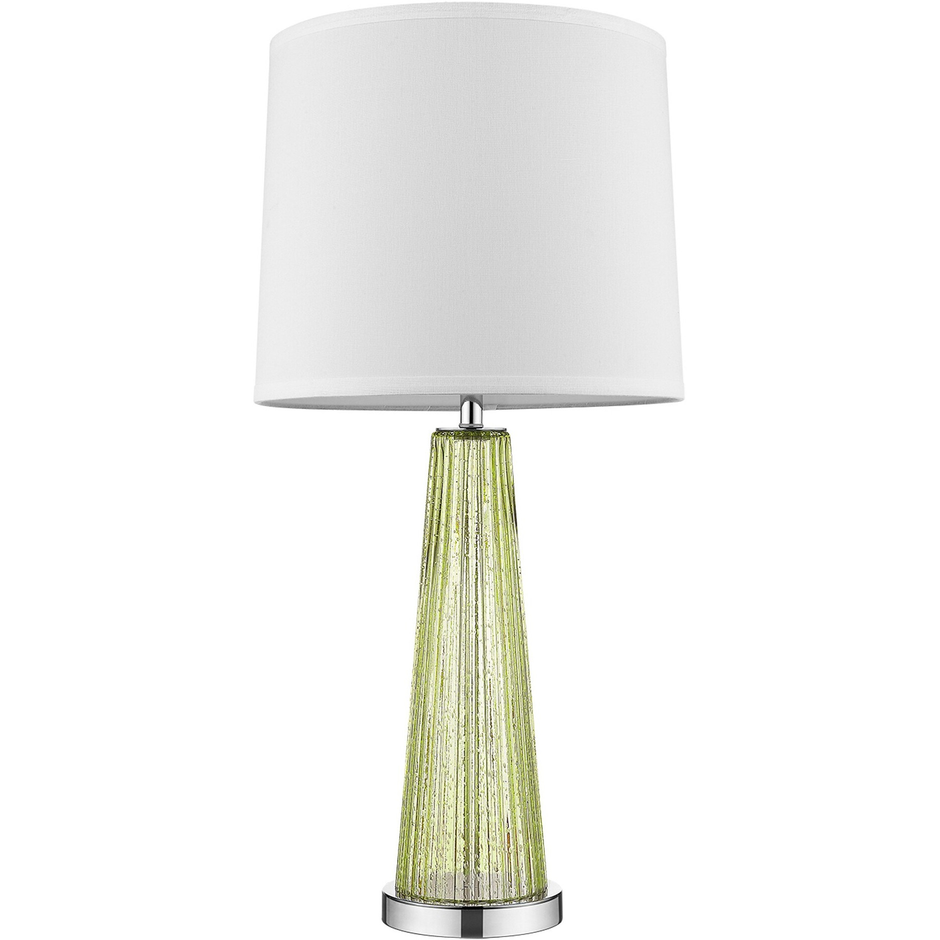 Chiara 1-Light Apple Green Glass And Polished Chrome Table Lamp With Off White Shantung Shade