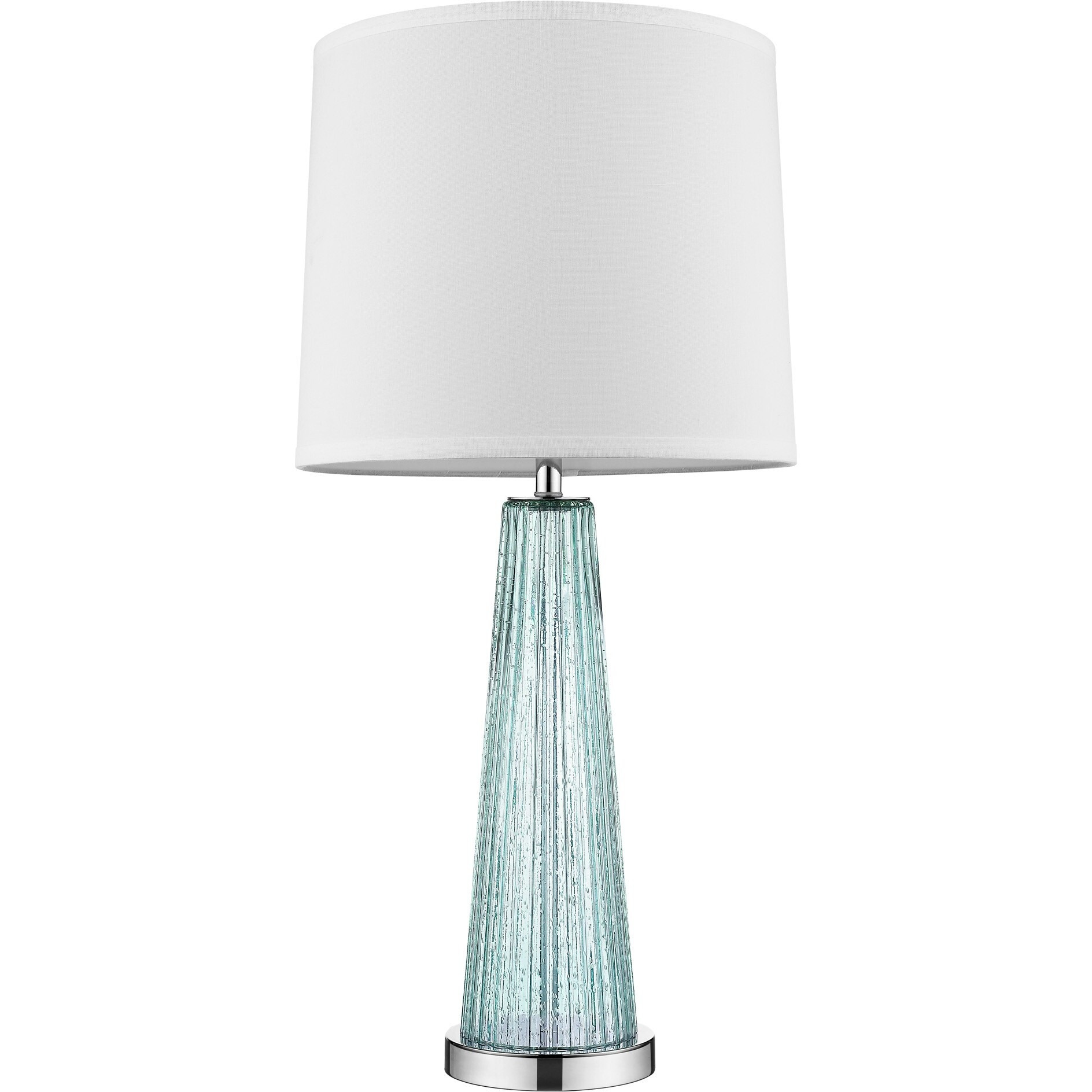 Chiara 1-Light Seafoam Glass And Polished Chrome Table Lamp With Off White Shantung Shade