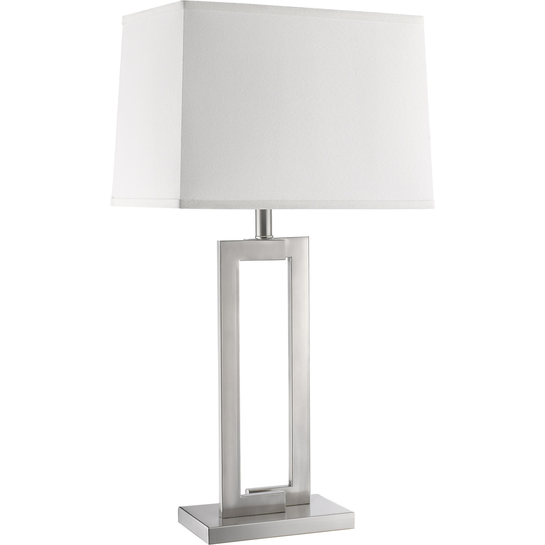 Riley 1-Light Brushed Nickel Table Lamp With Off White Shantung Shade