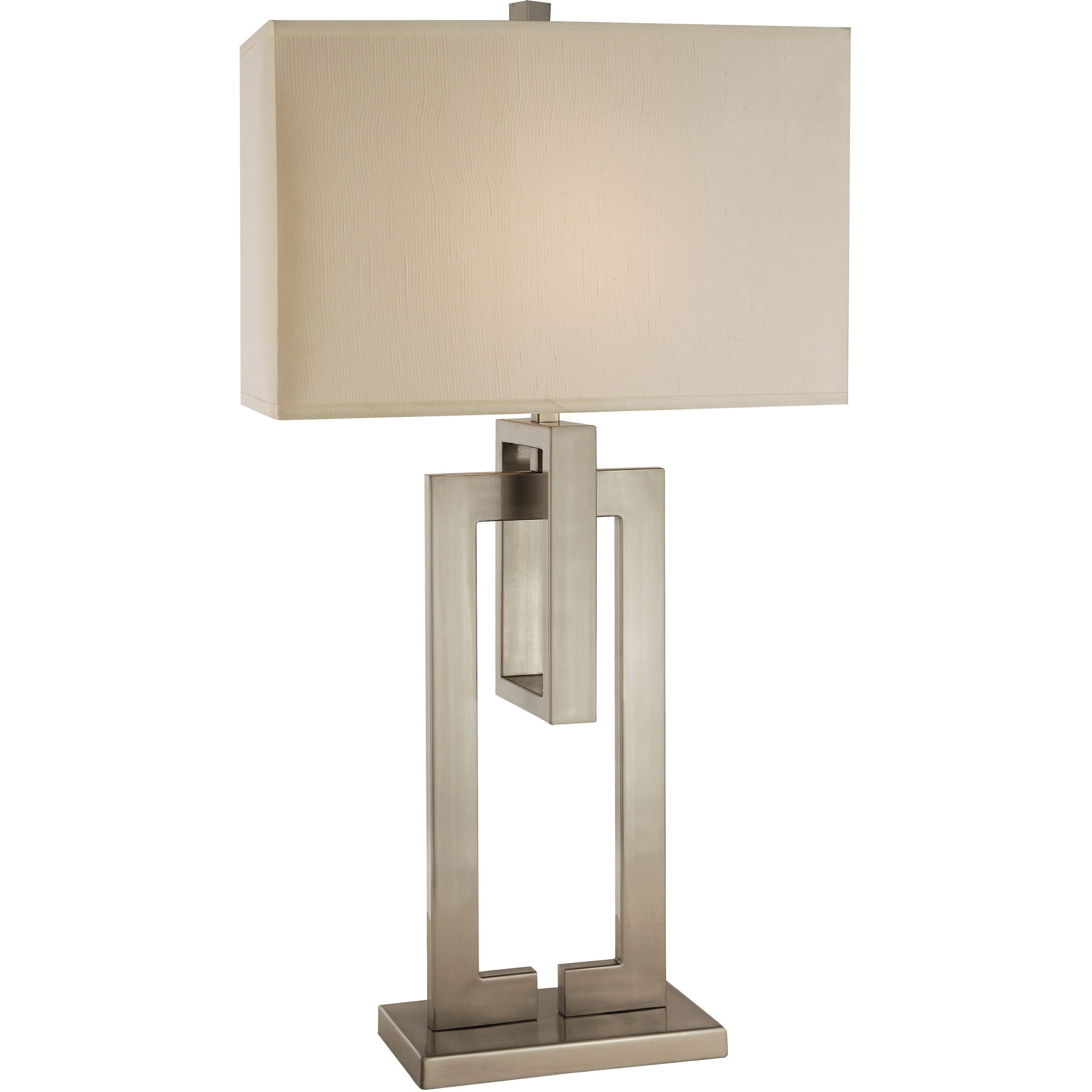 Precision 1-Light Brushed Nickel Table Lamp With Ivory Shantung Shade