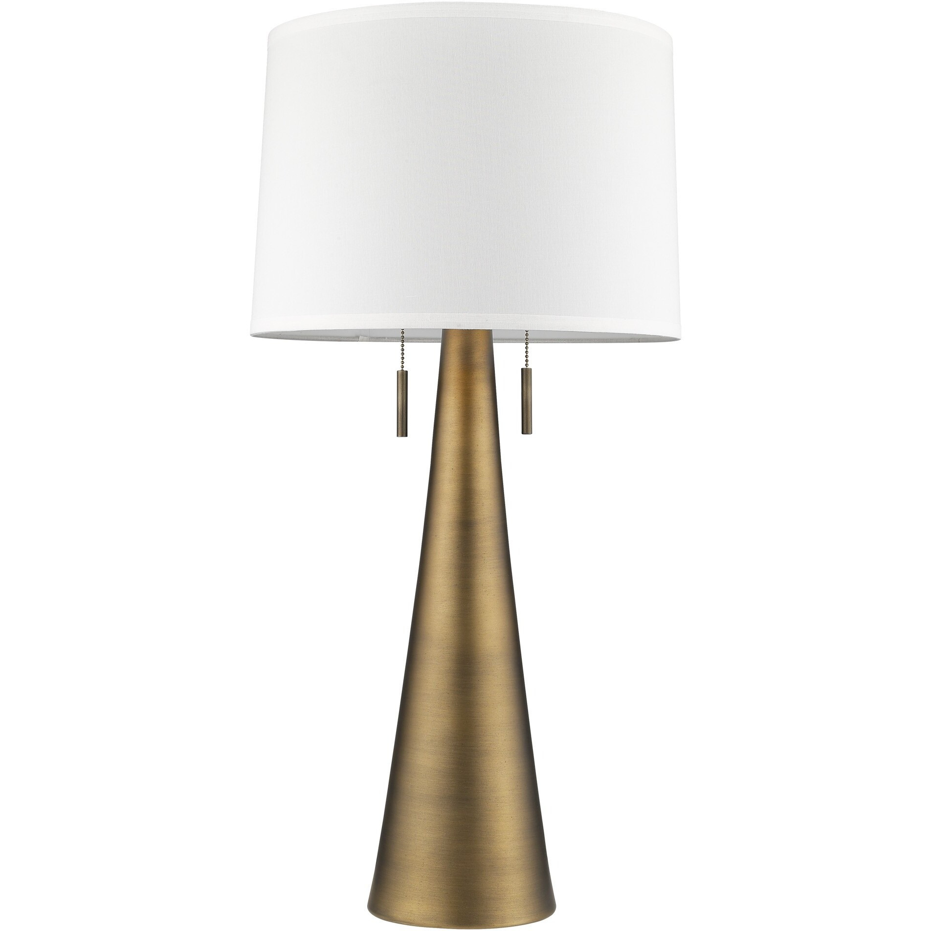 Muse 2-Light Hand Painted Antique Gold Table Lamp With Off White Shantung Shade