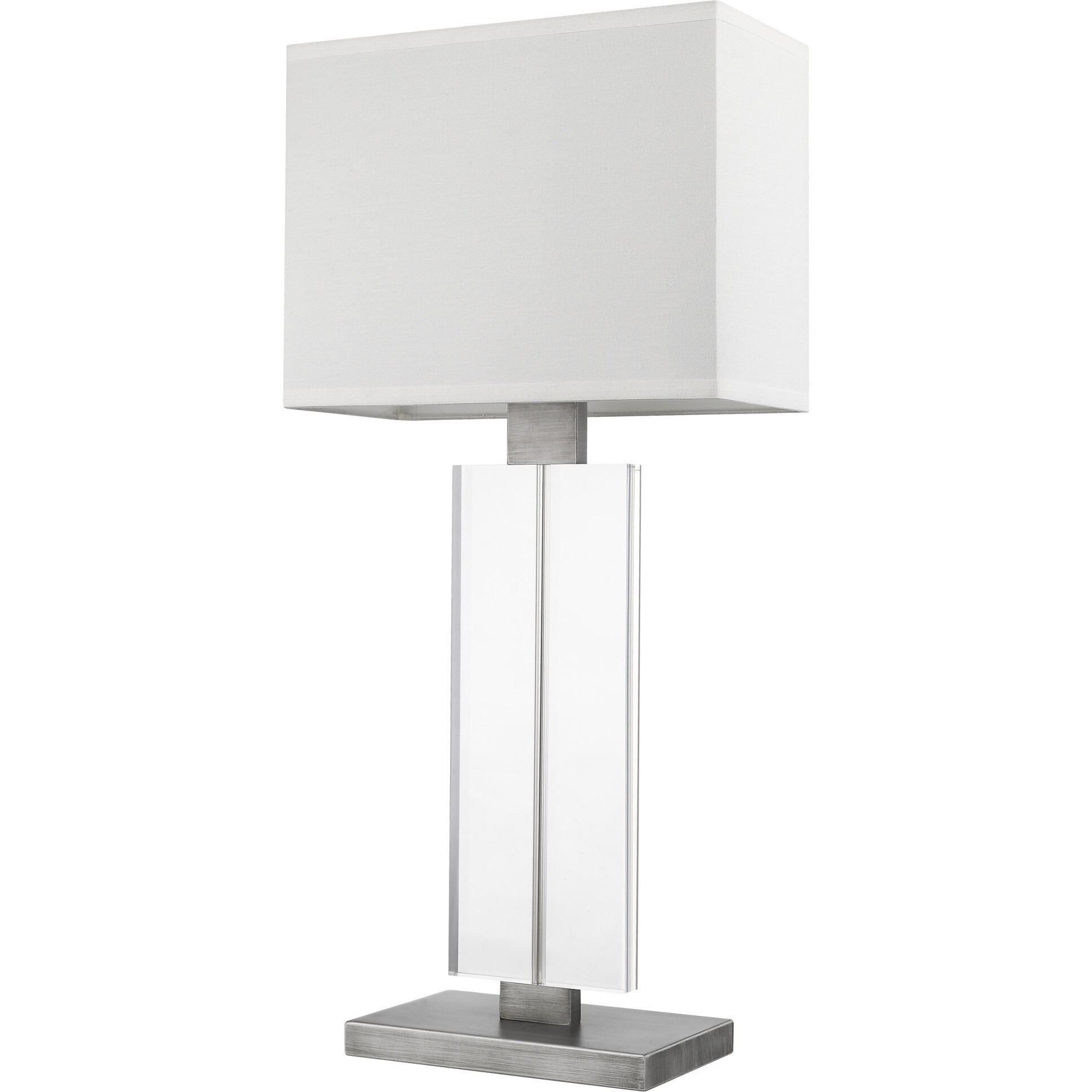 Shine 1-Light Acrylic And Hand Painted Weathered Pewter Table Lamp With Off White Shantung Shade