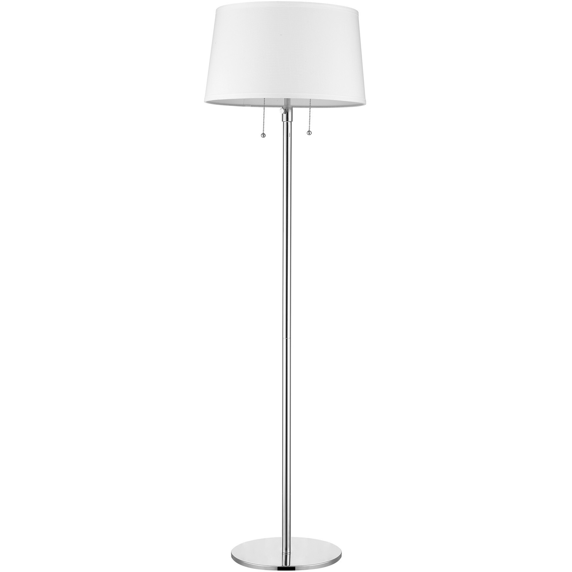 Urban Basic 2-Light Polished Chrome Adjustable Floor Lamp With Off White Linen Shade