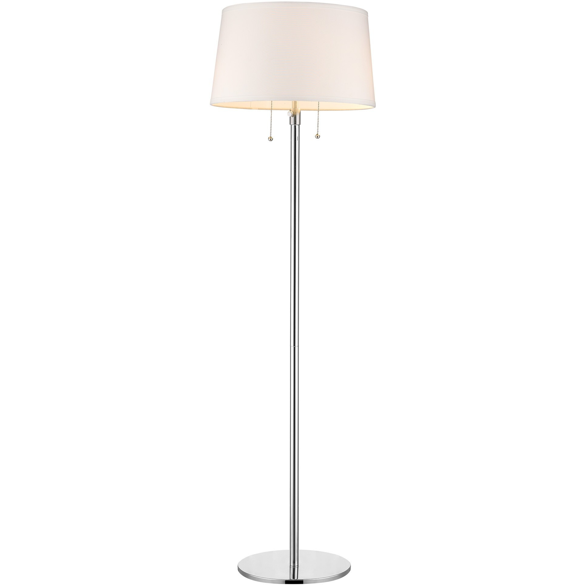 Urban Basic 2-Light Polished Chrome Adjustable Floor Lamp With Off White Linen Shade