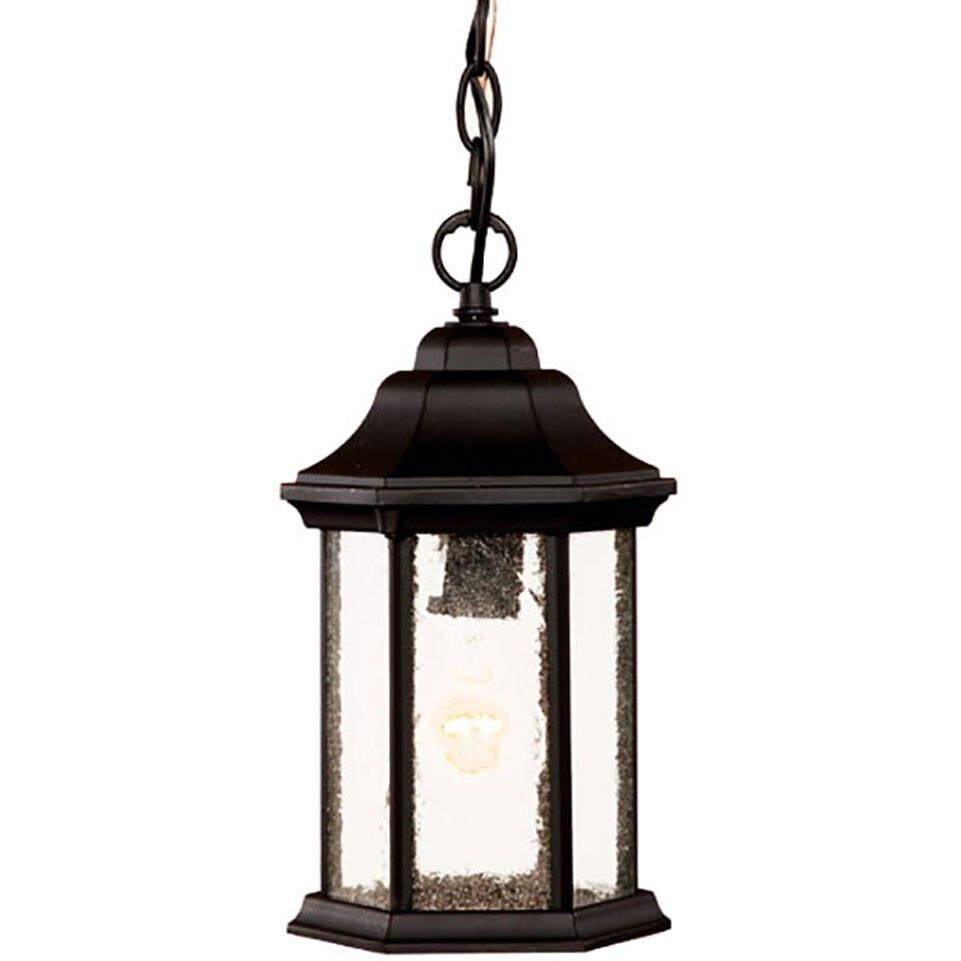 Antique Black Textured Glass Lantern Hanging Light
