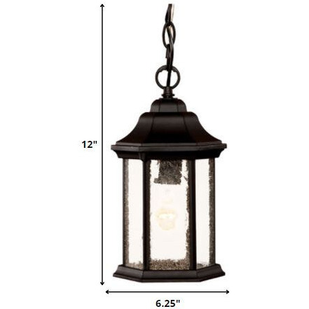 Antique Black Textured Glass Lantern Hanging Light