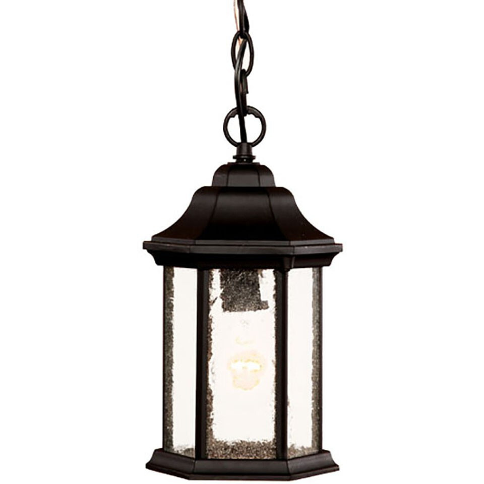 Antique Black Textured Glass Lantern Hanging Light