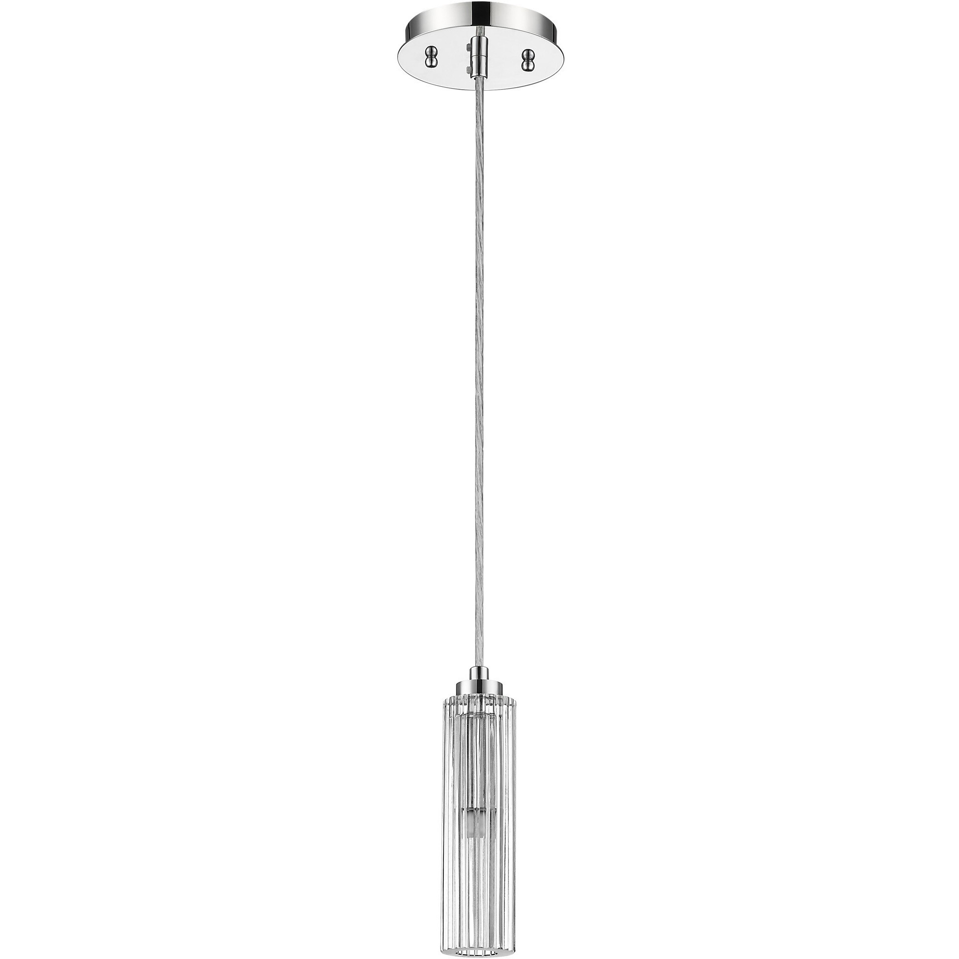 Solo 1-Light Polished Chrome Pendant With Multi-Faceted Round Crystal Shade