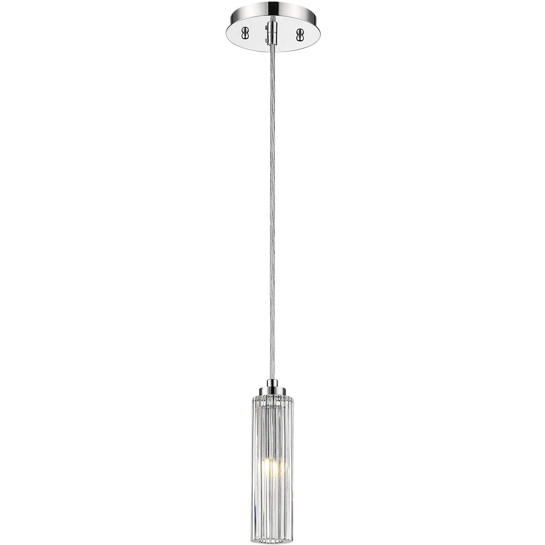 Solo 1-Light Polished Chrome Pendant With Multi-Faceted Round Crystal Shade