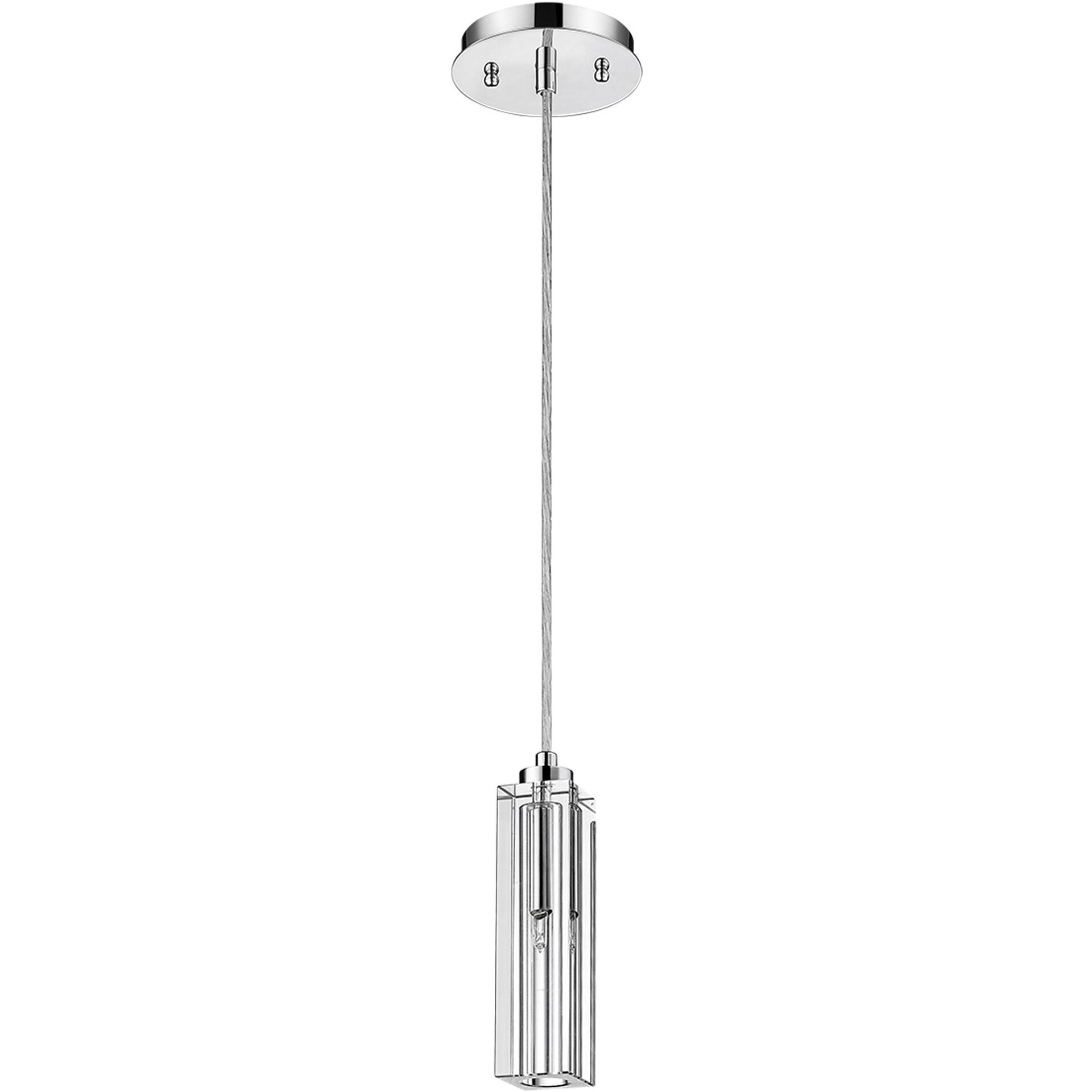 Solo 1-Light Polished Chrome Pendant With Square 4-Sided Cut Crystal Shade