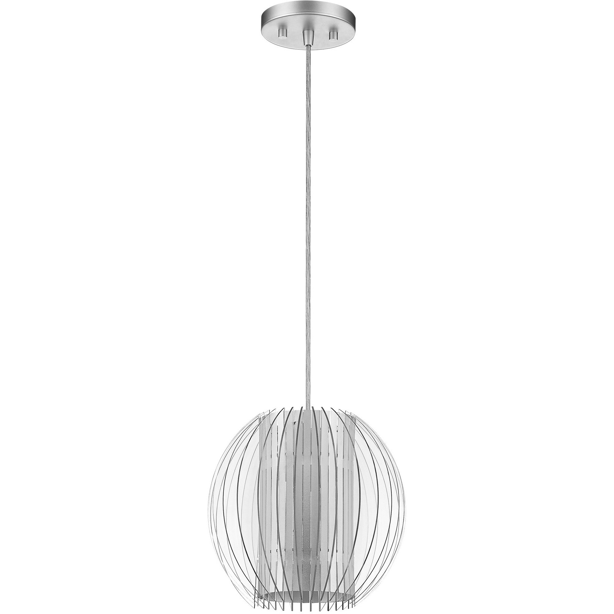 Acrylic And Steel Shade Hanging Globe Light