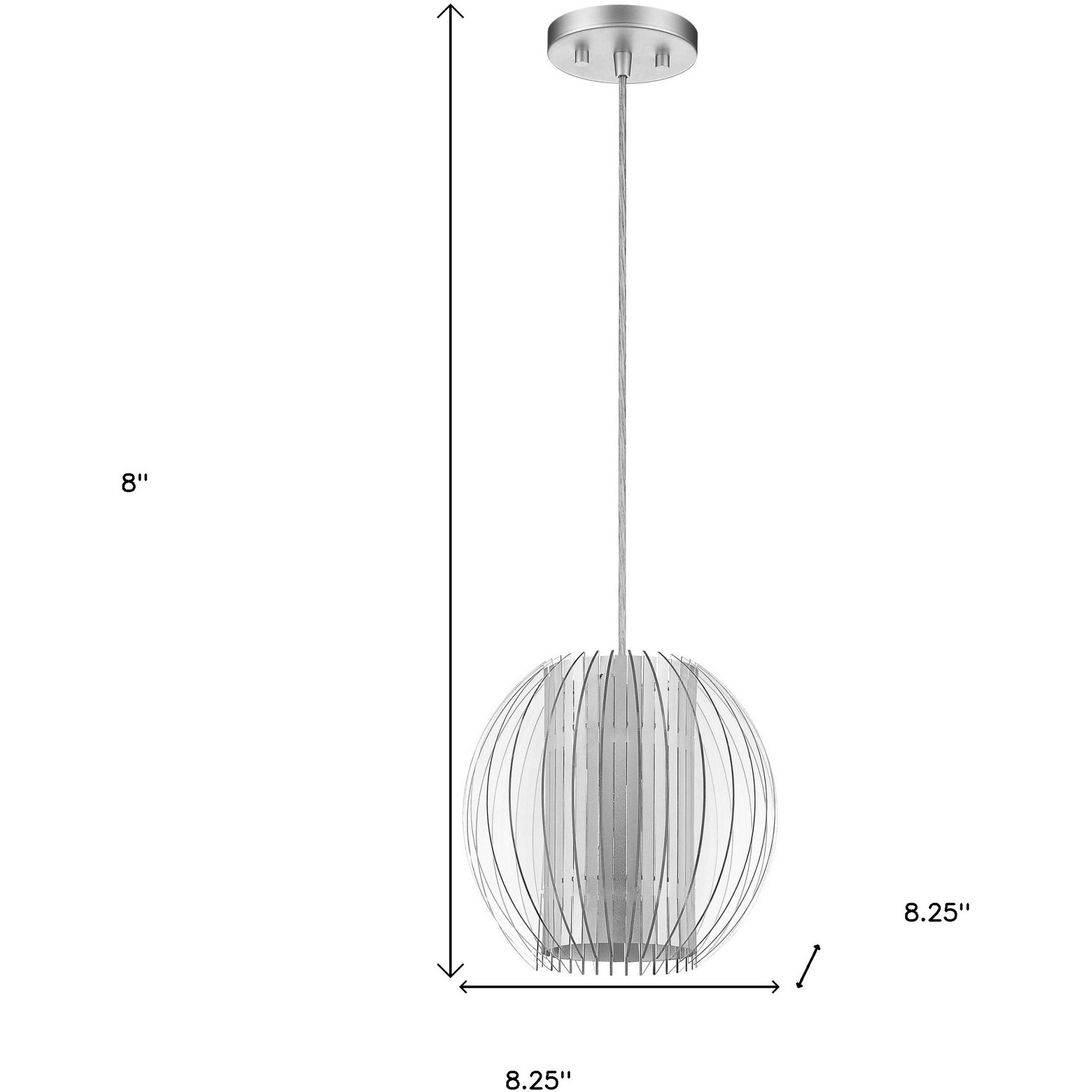 Acrylic And Steel Shade Hanging Globe Light