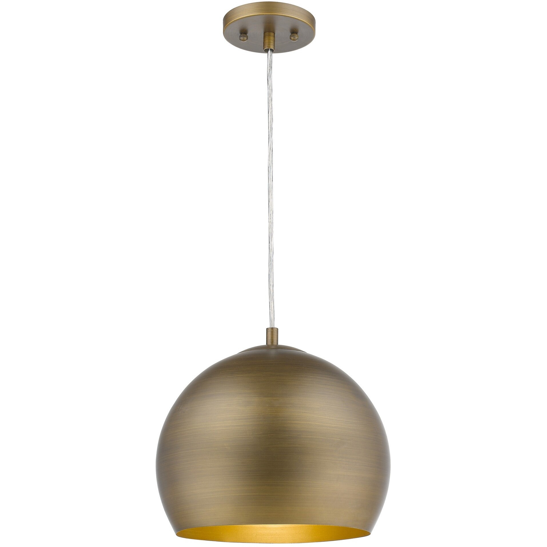 Latitude 1-Light Hand Painted Antique Gold Pendant With Gold Interior Shade