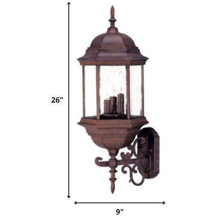 Three Light Brown Domed Textured Glass Lantern Wall Light