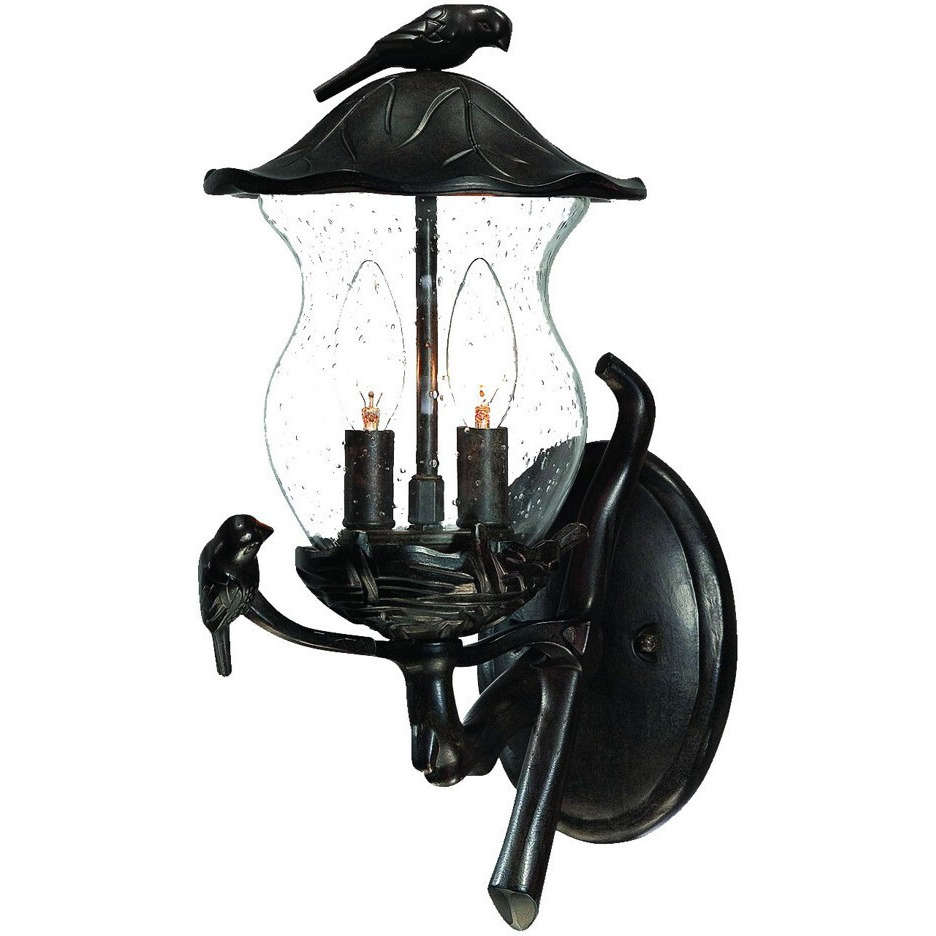 Matte Black Bird Detail Lantern Wall Light