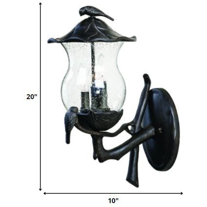 Avian 3-Light Black Coral Wall Light With Seeded Glass