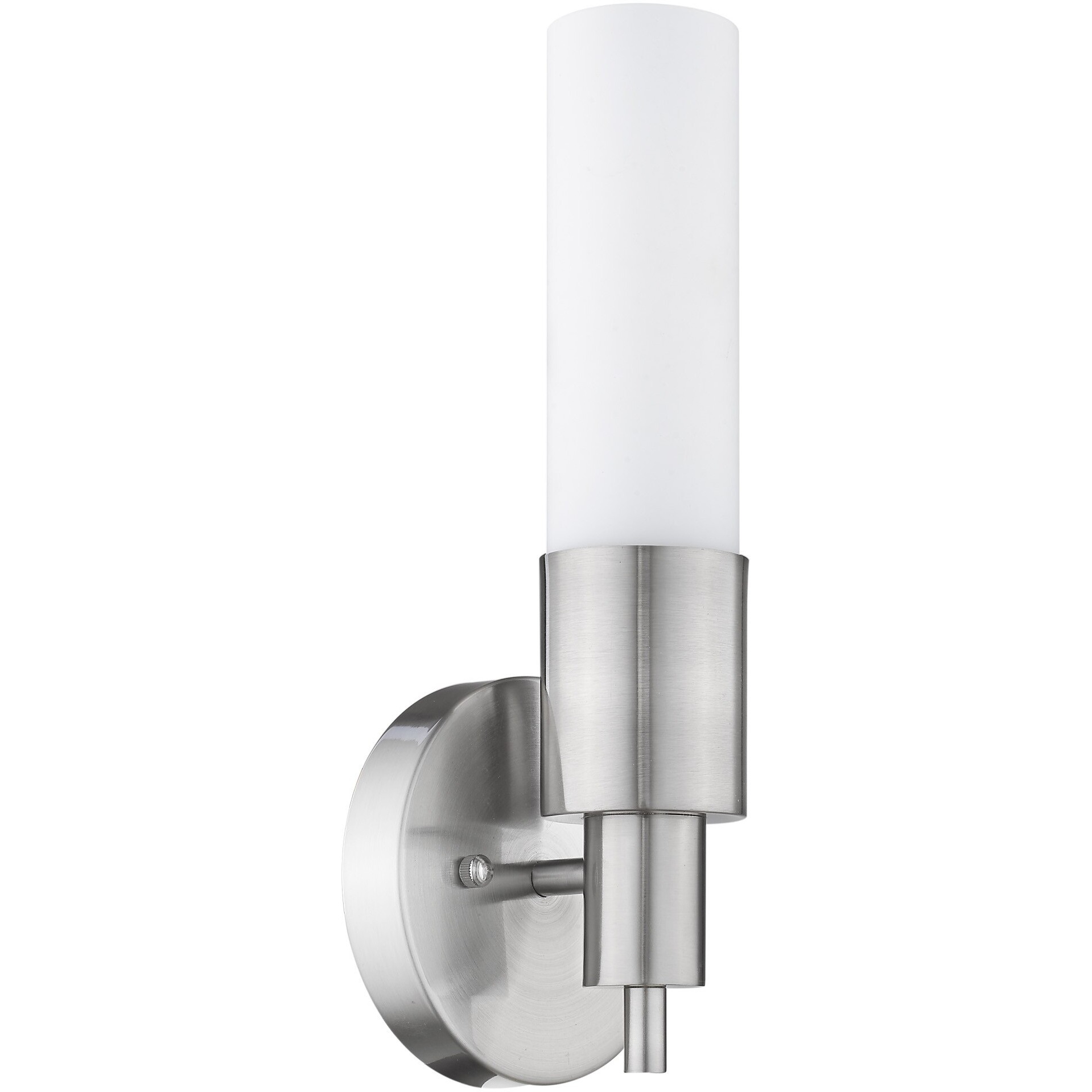 Silver Narrow Wall Light With Frosted Glass Shade