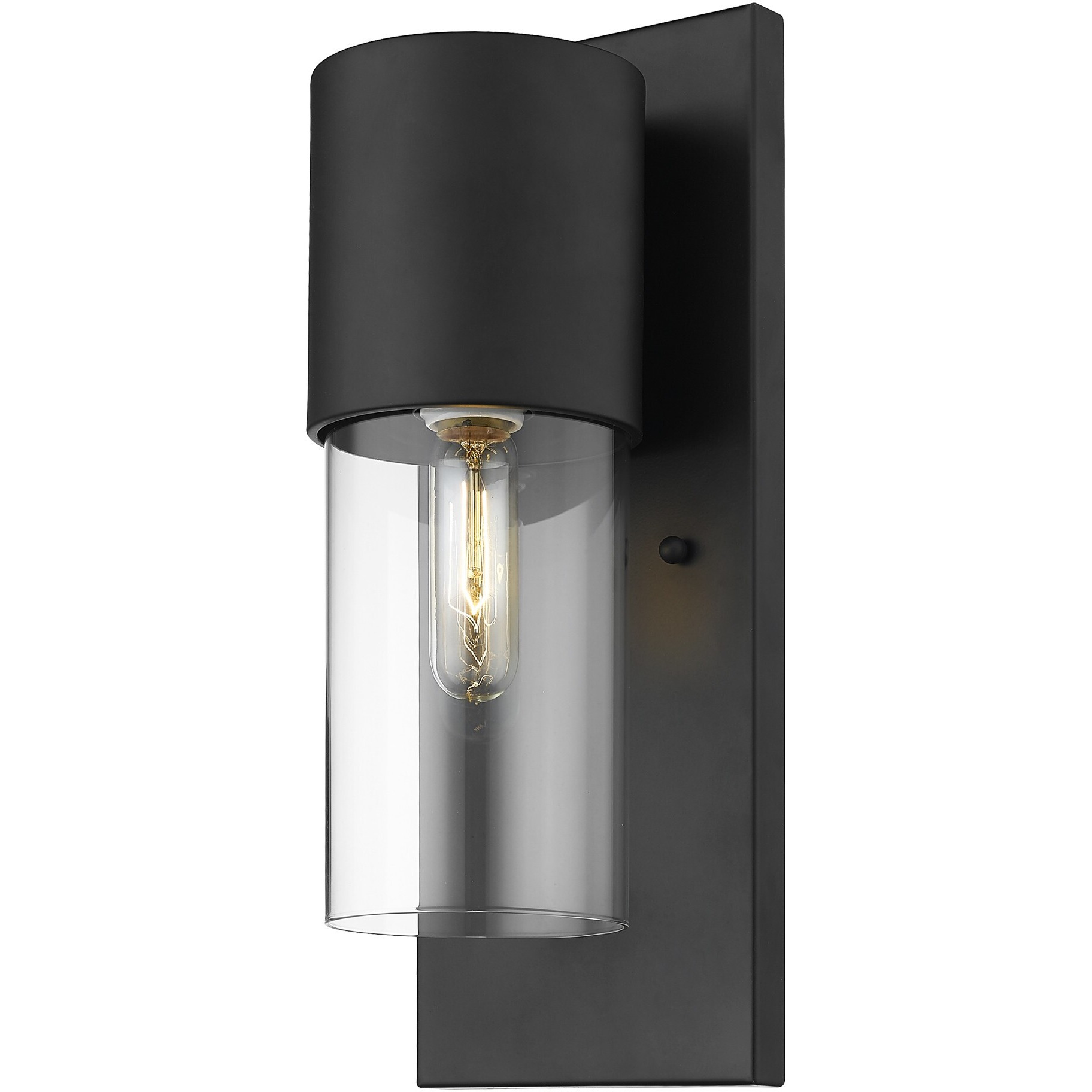 Contemporary Matte Black And Glass Wall Light