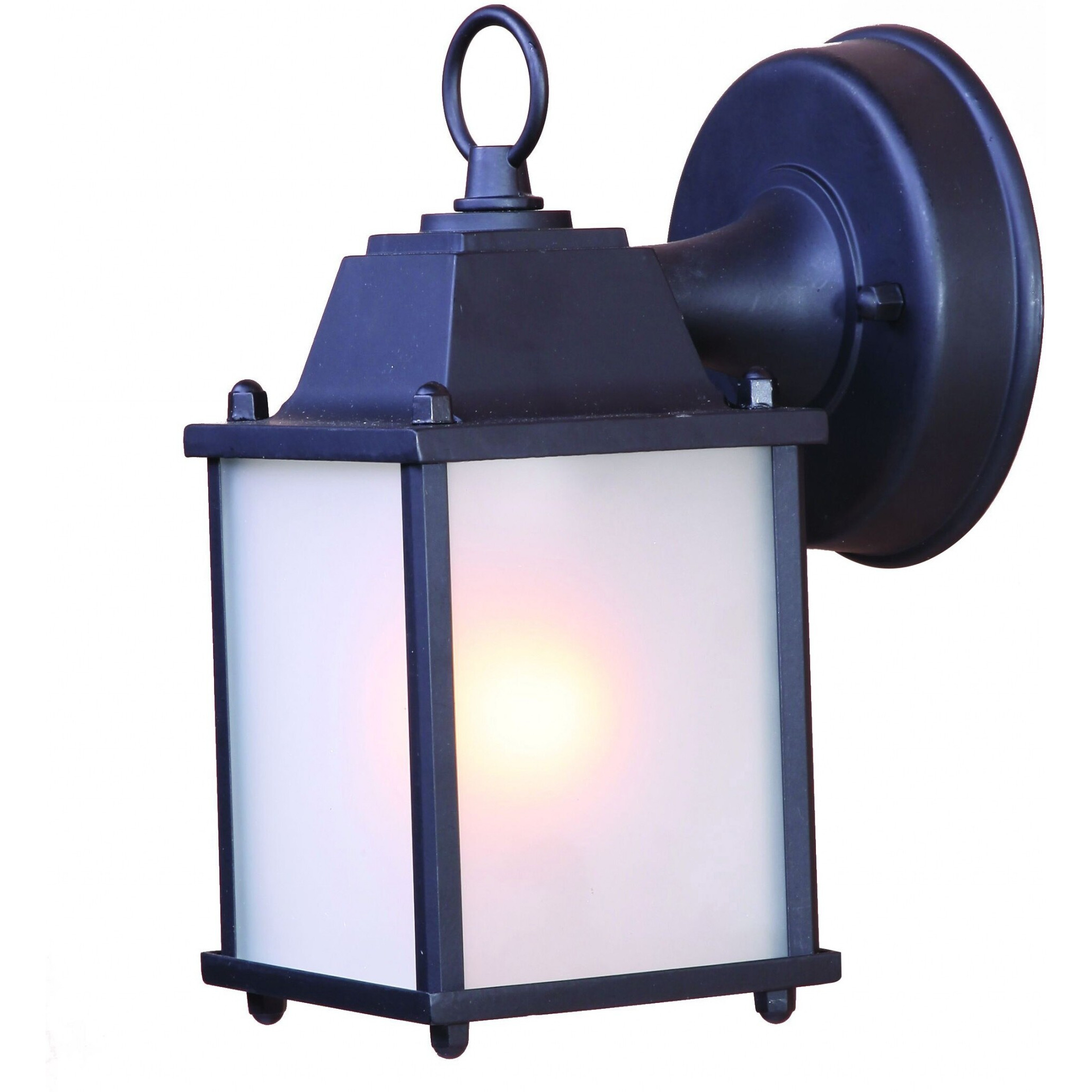 Matte Black Hanging Frosted Glass Lantern Wall Light