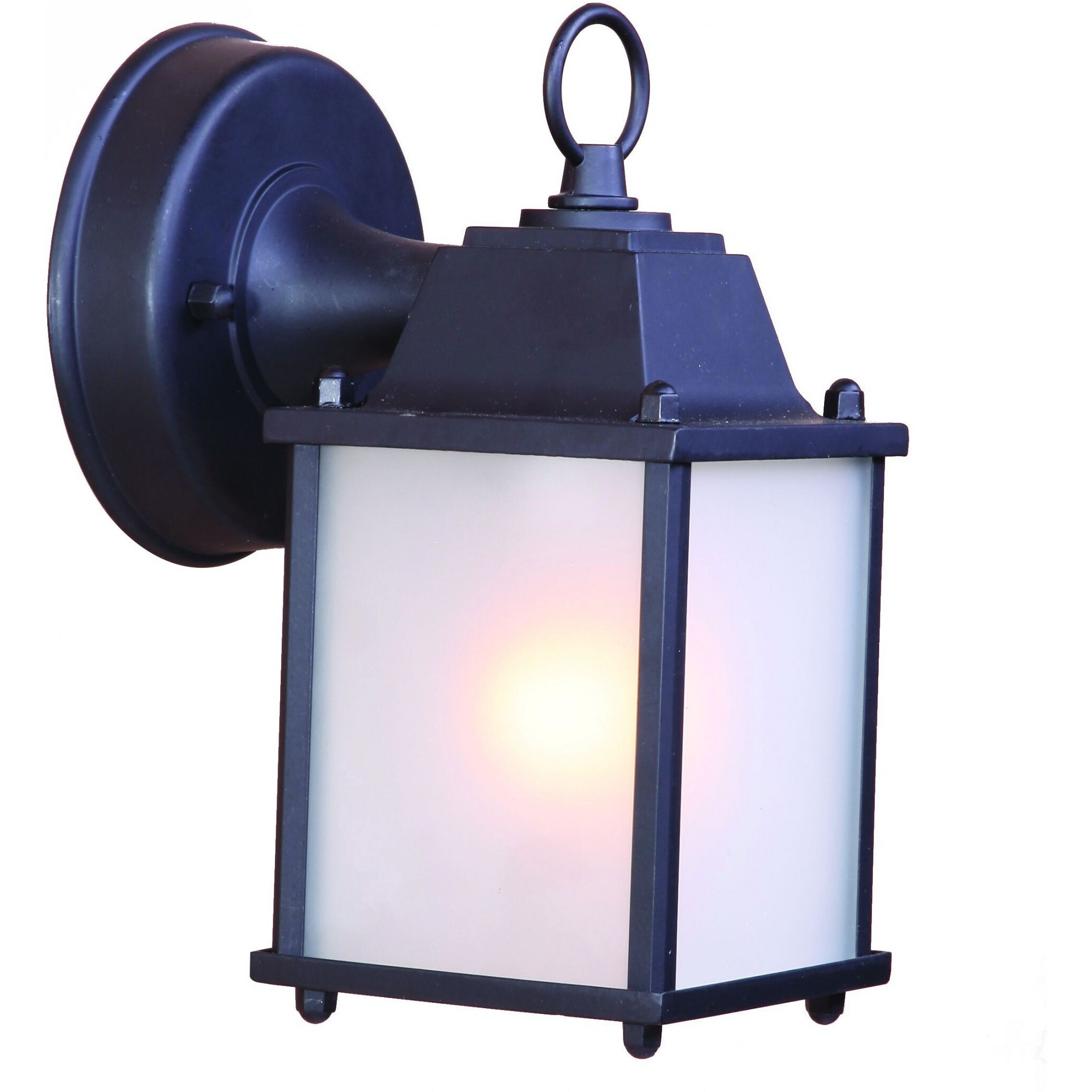 Matte Black Hanging Frosted Glass Lantern Wall Light
