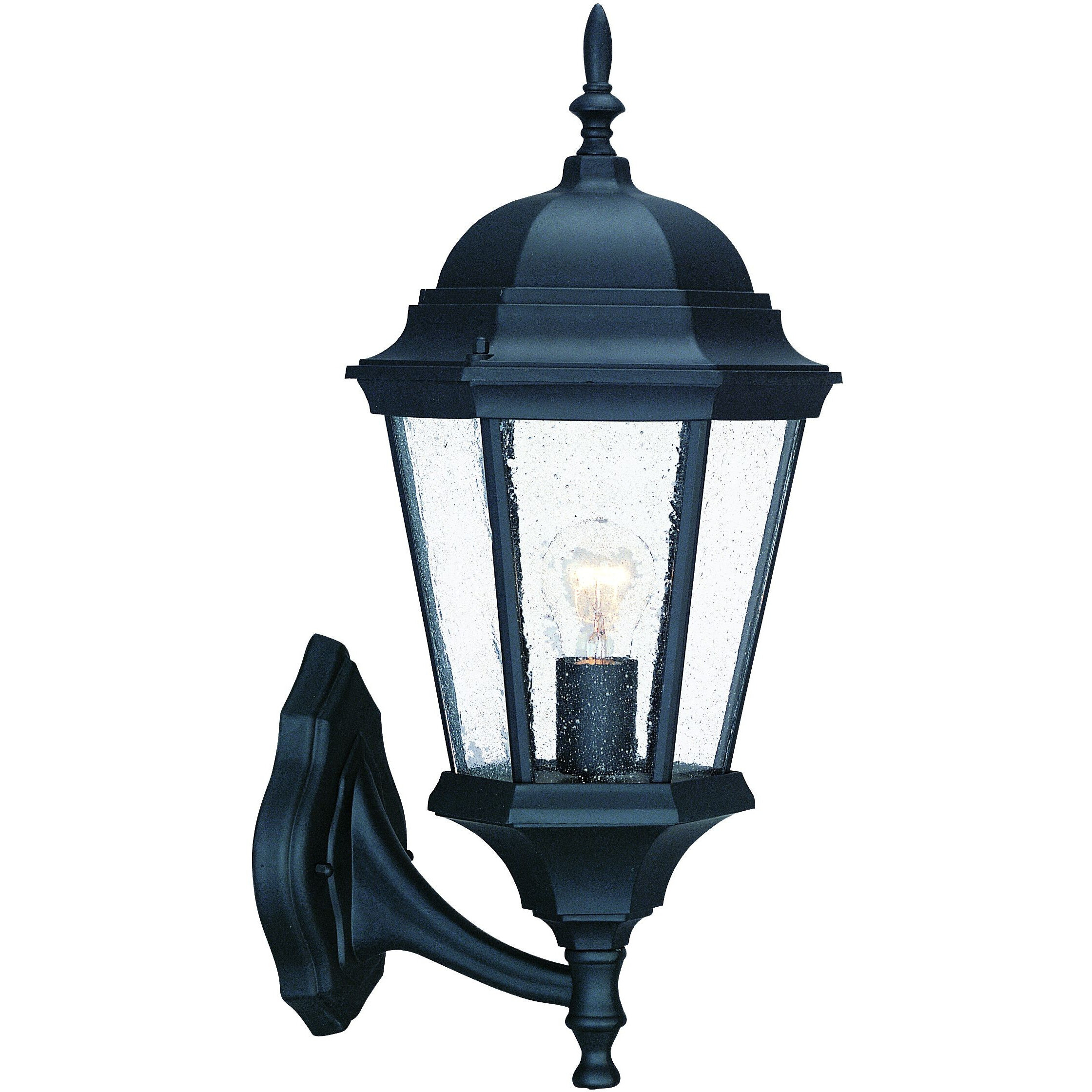 Matte Black Swing Arm Glass Lantern Wall Light