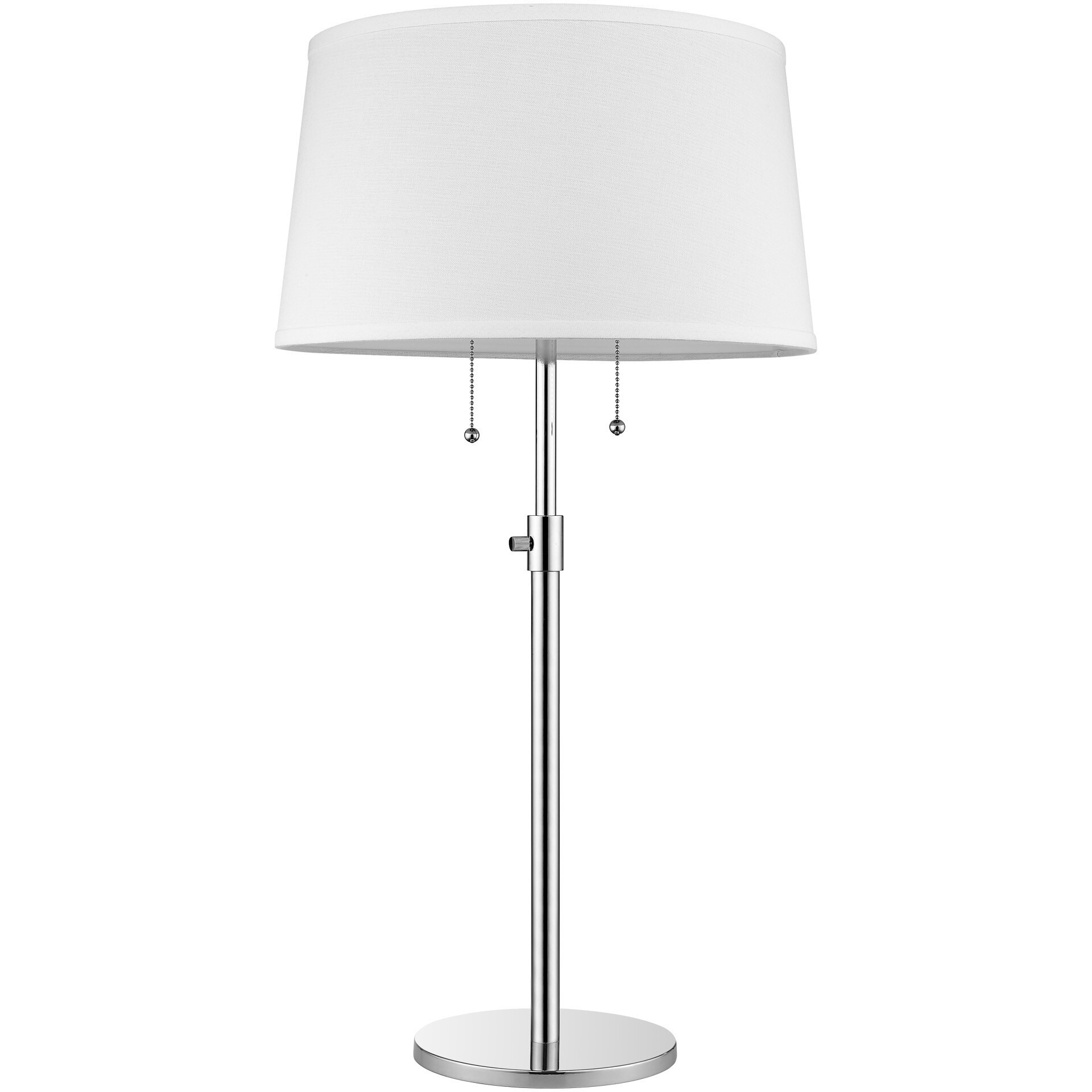 Urban Basic 2-Light Polished Chrome Adjustable Table Lamp With Off White Linen Shantung Shade