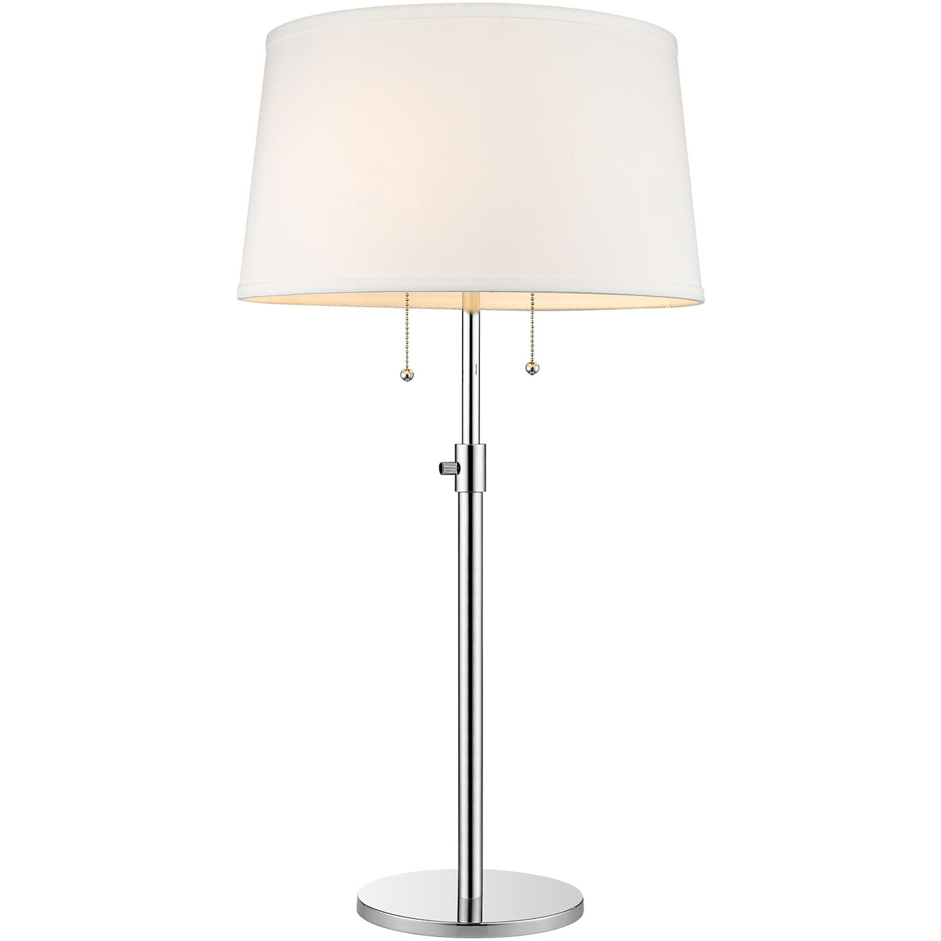 Urban Basic 2-Light Polished Chrome Adjustable Table Lamp With Off White Linen Shantung Shade