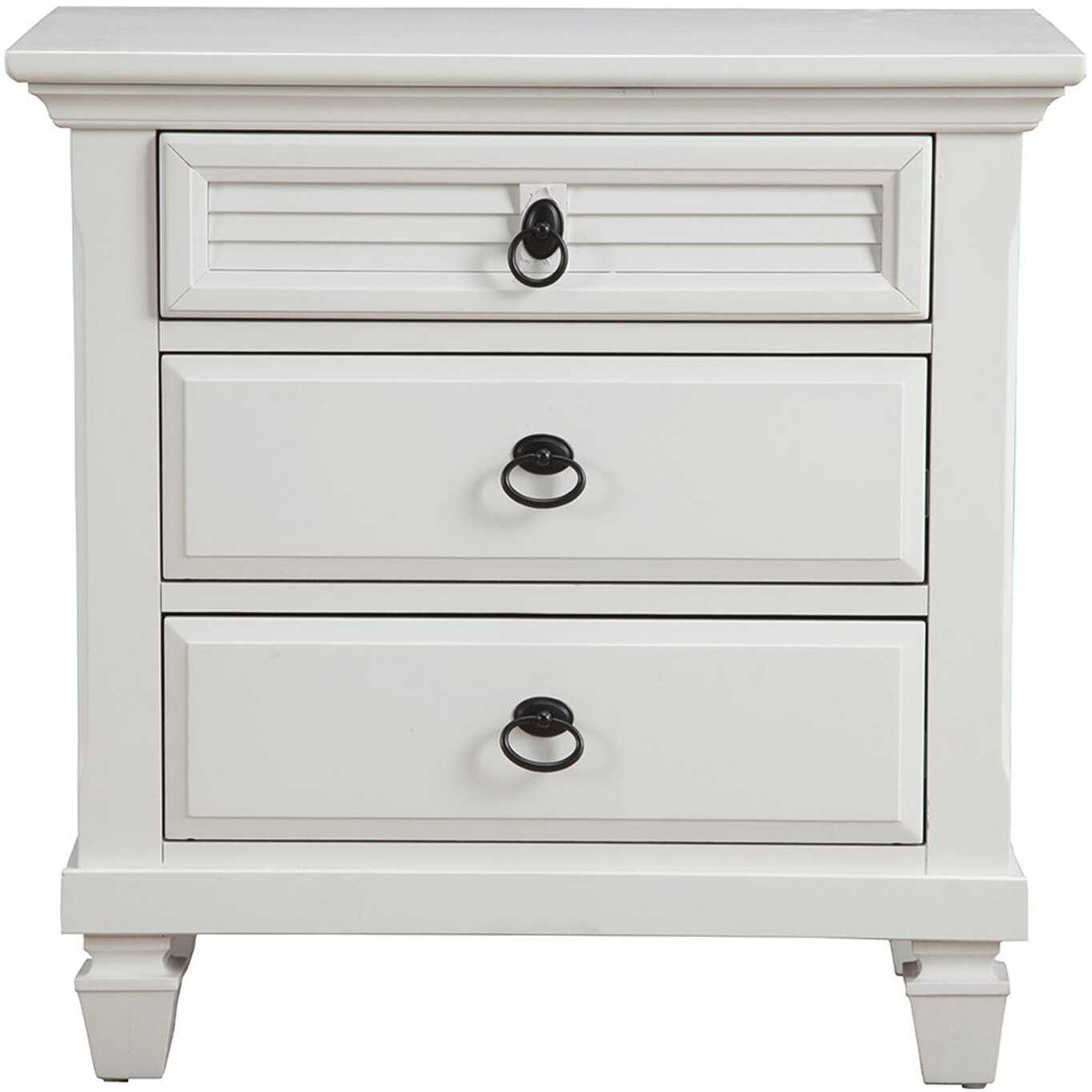 White Plantation 3 Drawer Nightstand