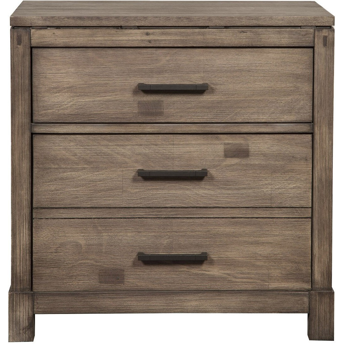 Weathered Grey Finish Wood 3 Drawer Nightstand