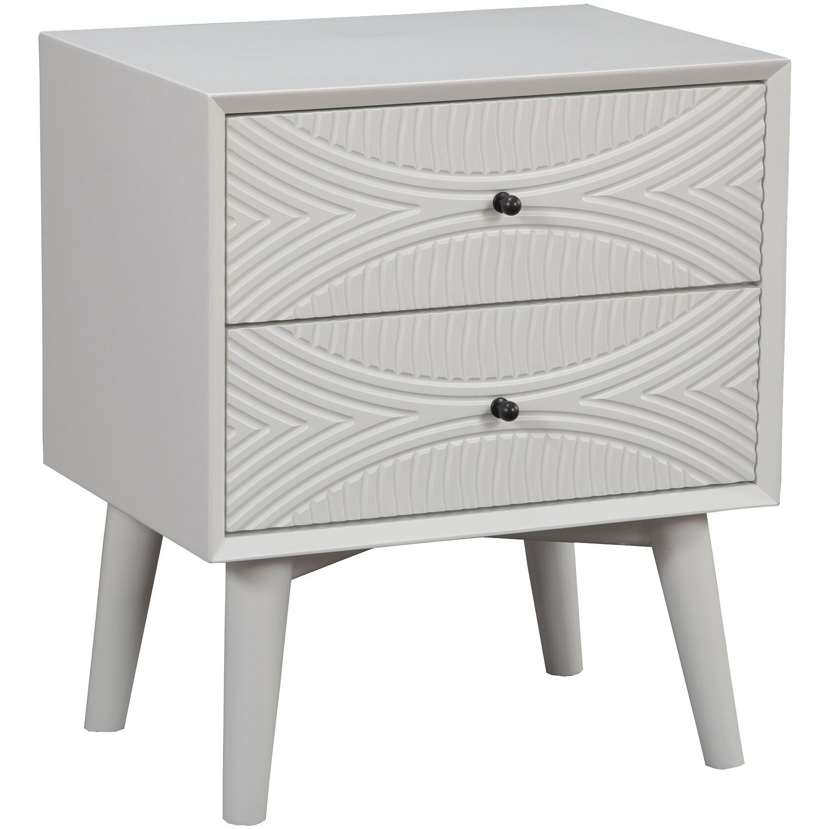 White Groovy 1 Drawer Wood Nightstand