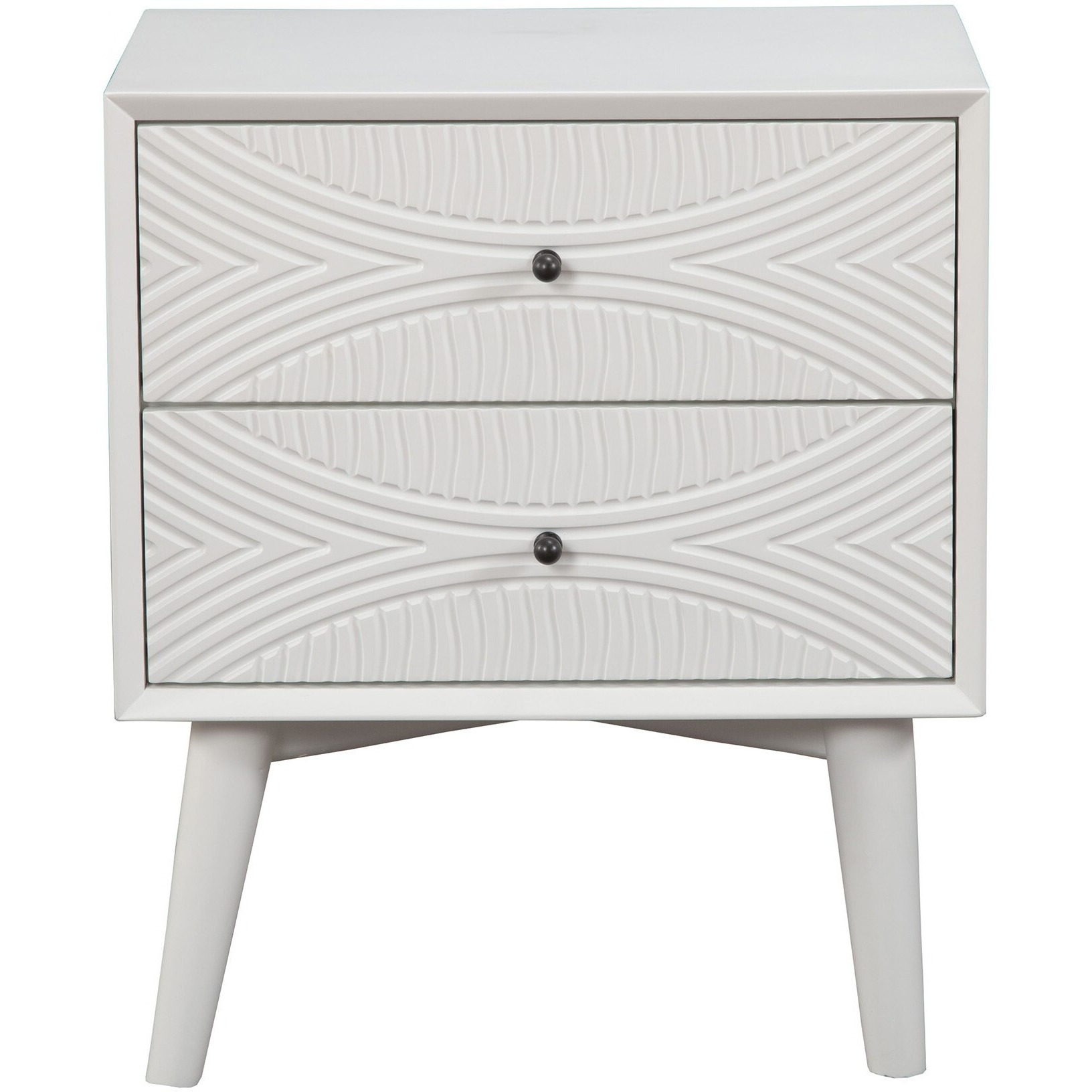 White Groovy 1 Drawer Wood Nightstand
