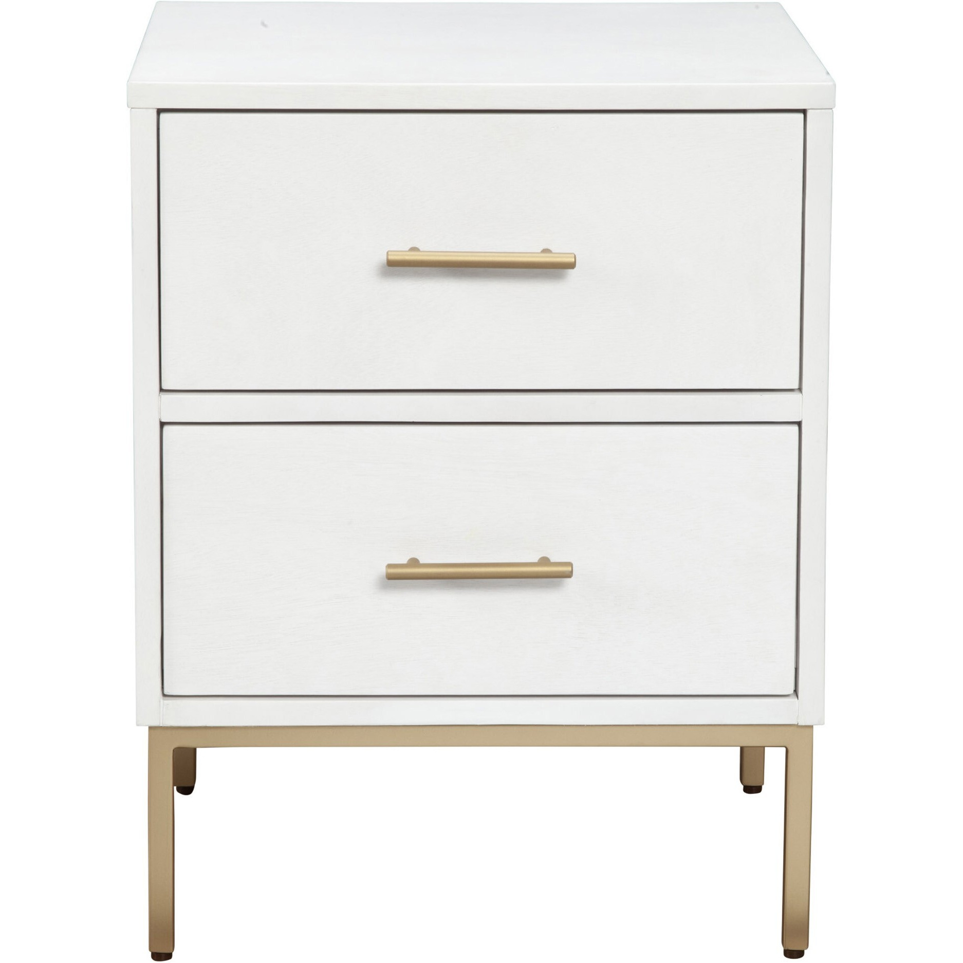 White And Gold Lines 2 Drawer Nightstand