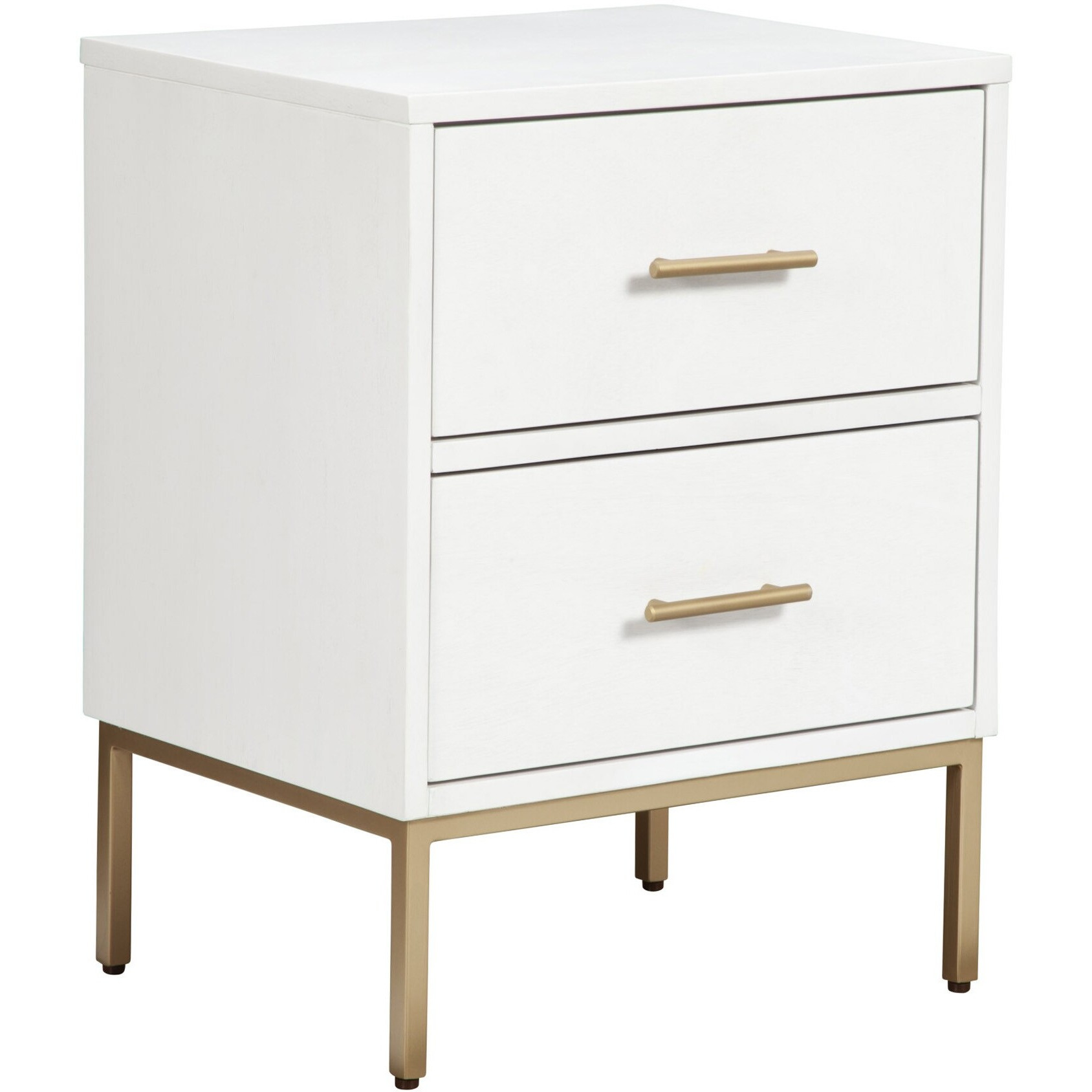 White And Gold Lines 2 Drawer Nightstand