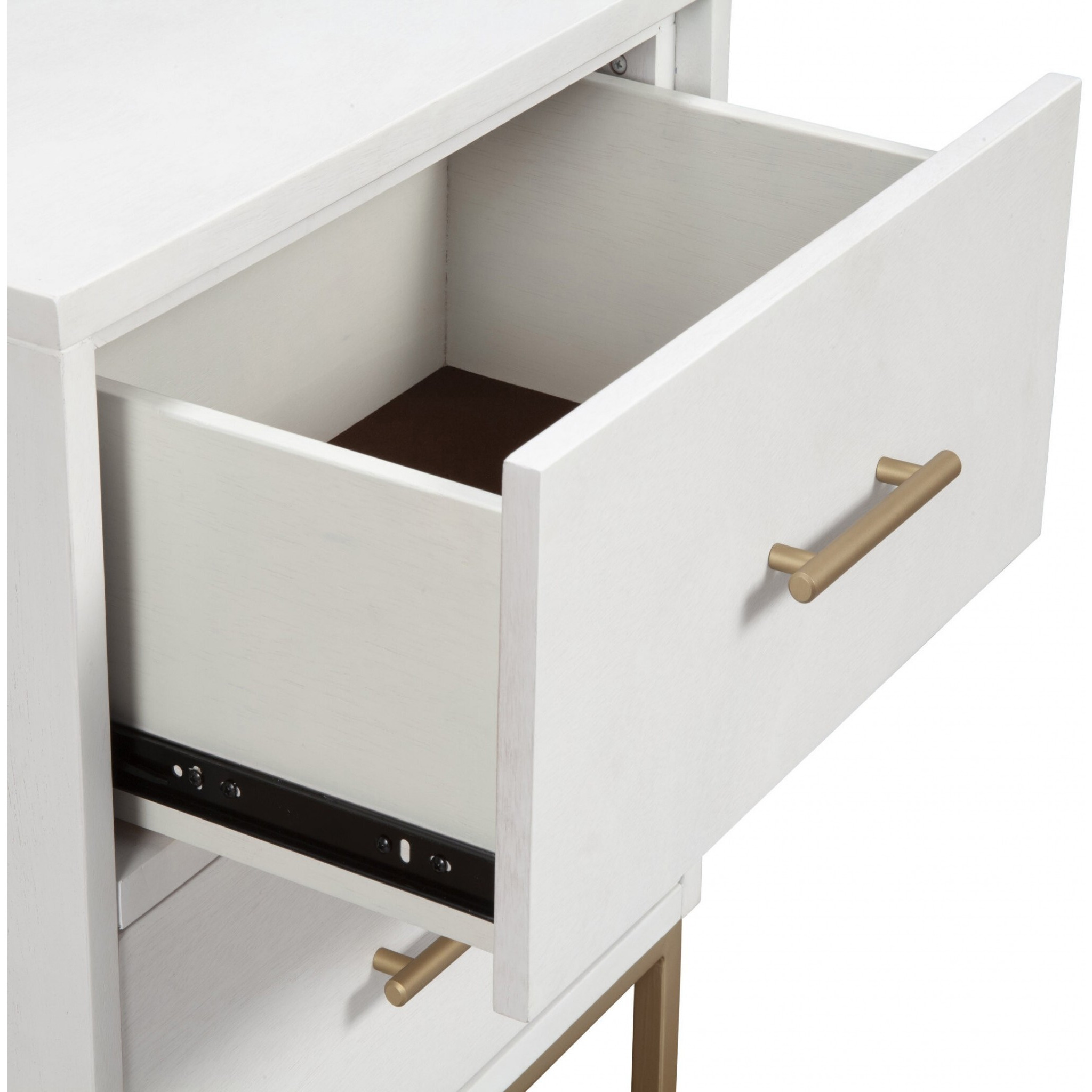White And Gold Lines 2 Drawer Nightstand