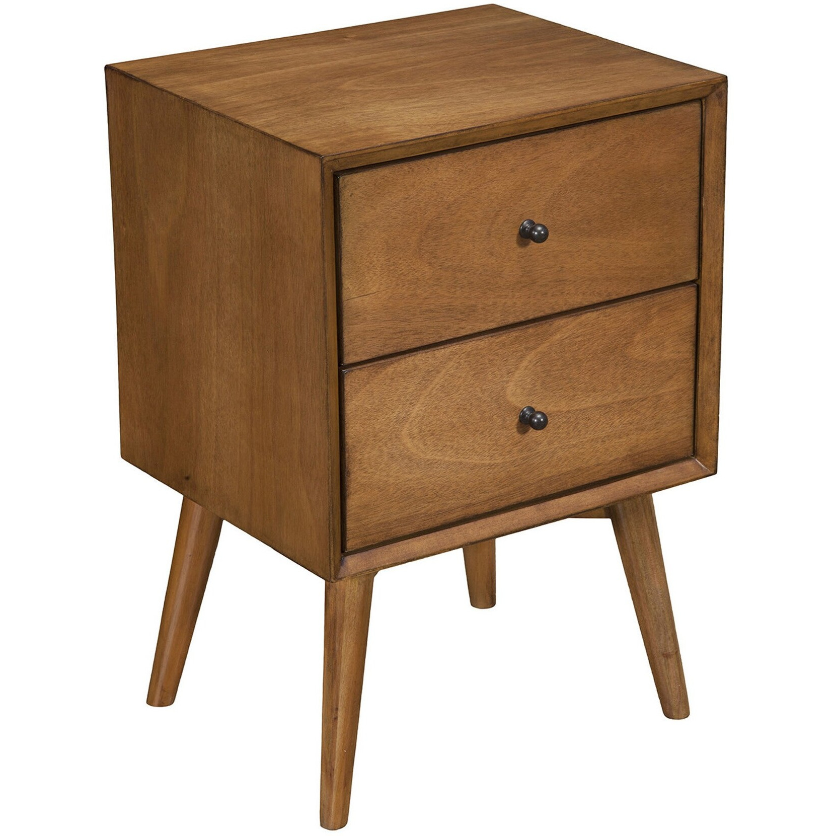 Brown Century Modern Wood 2 Drawer Nightstand