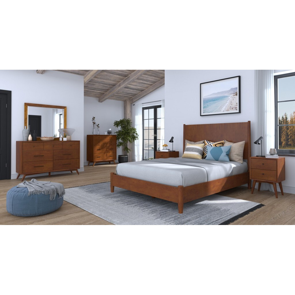 Brown Century Modern Wood 2 Drawer Nightstand