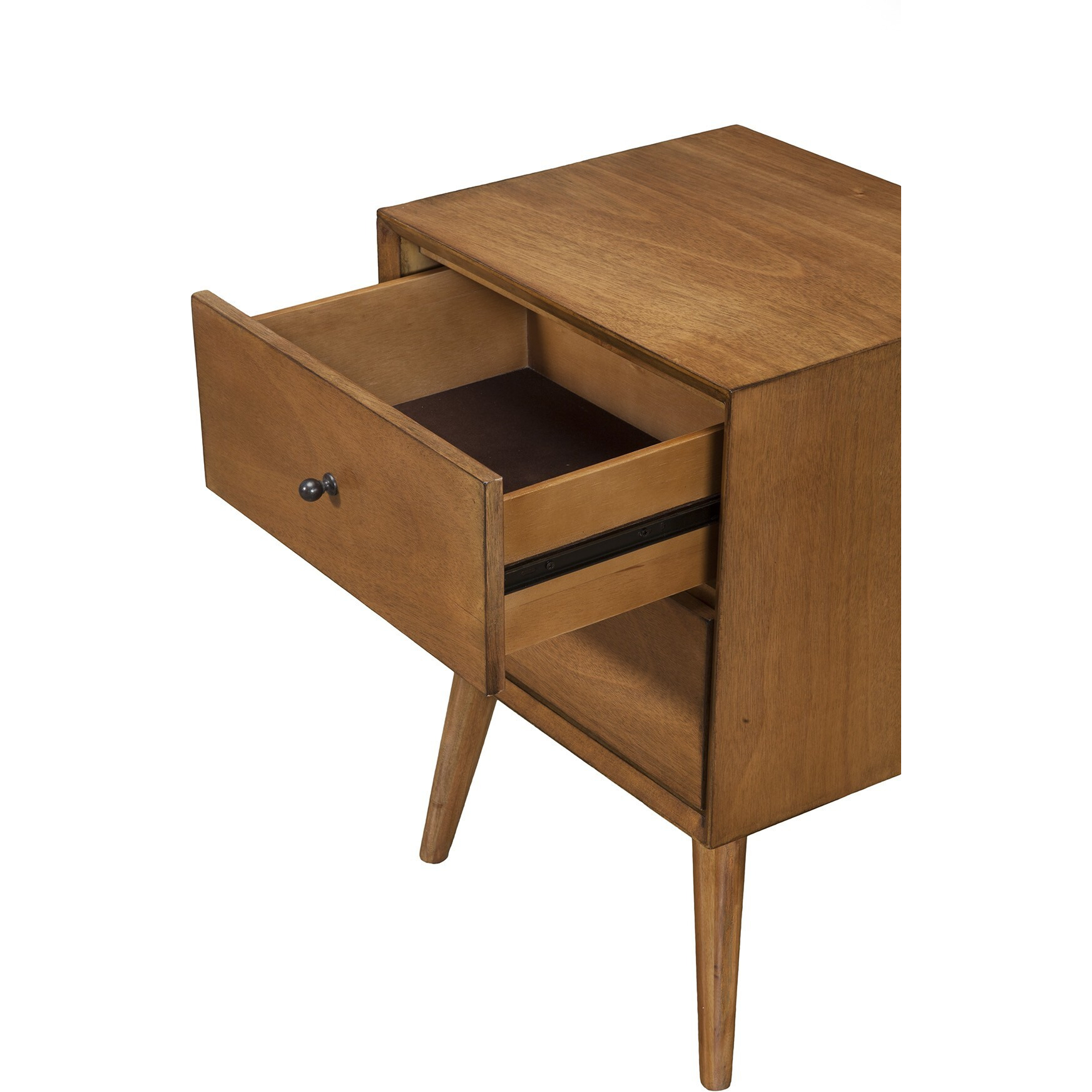 Brown Century Modern Wood 2 Drawer Nightstand