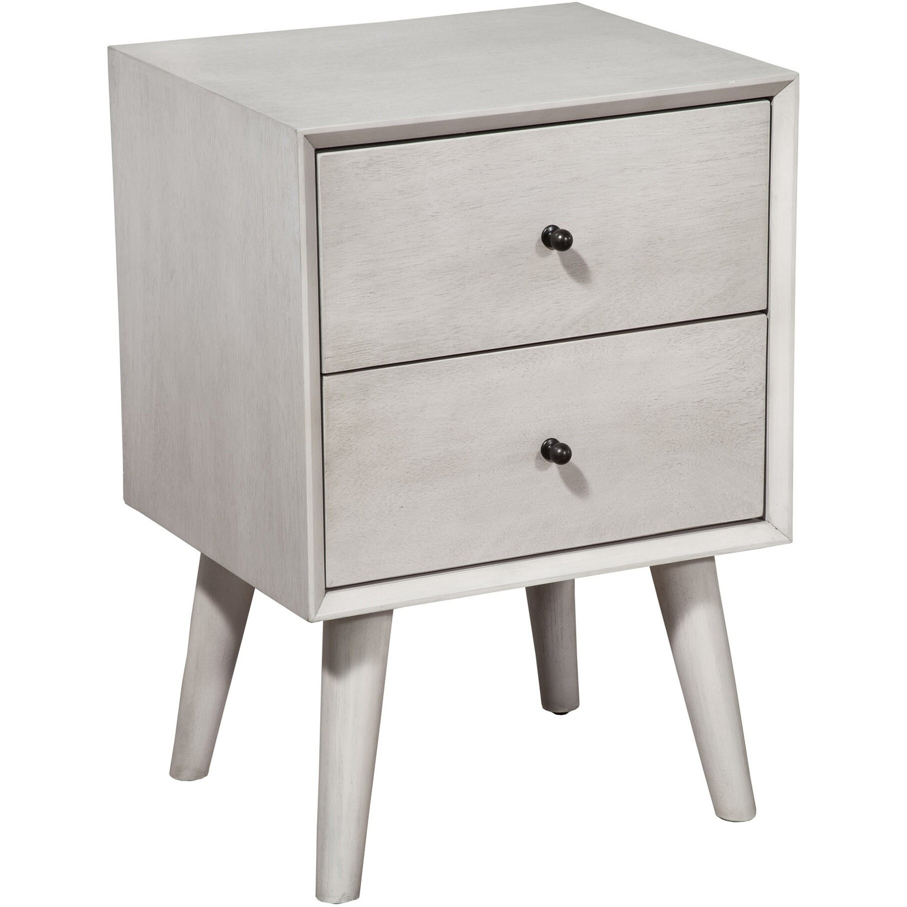 Gray Century Modern Wood 2 Drawer Nightstand