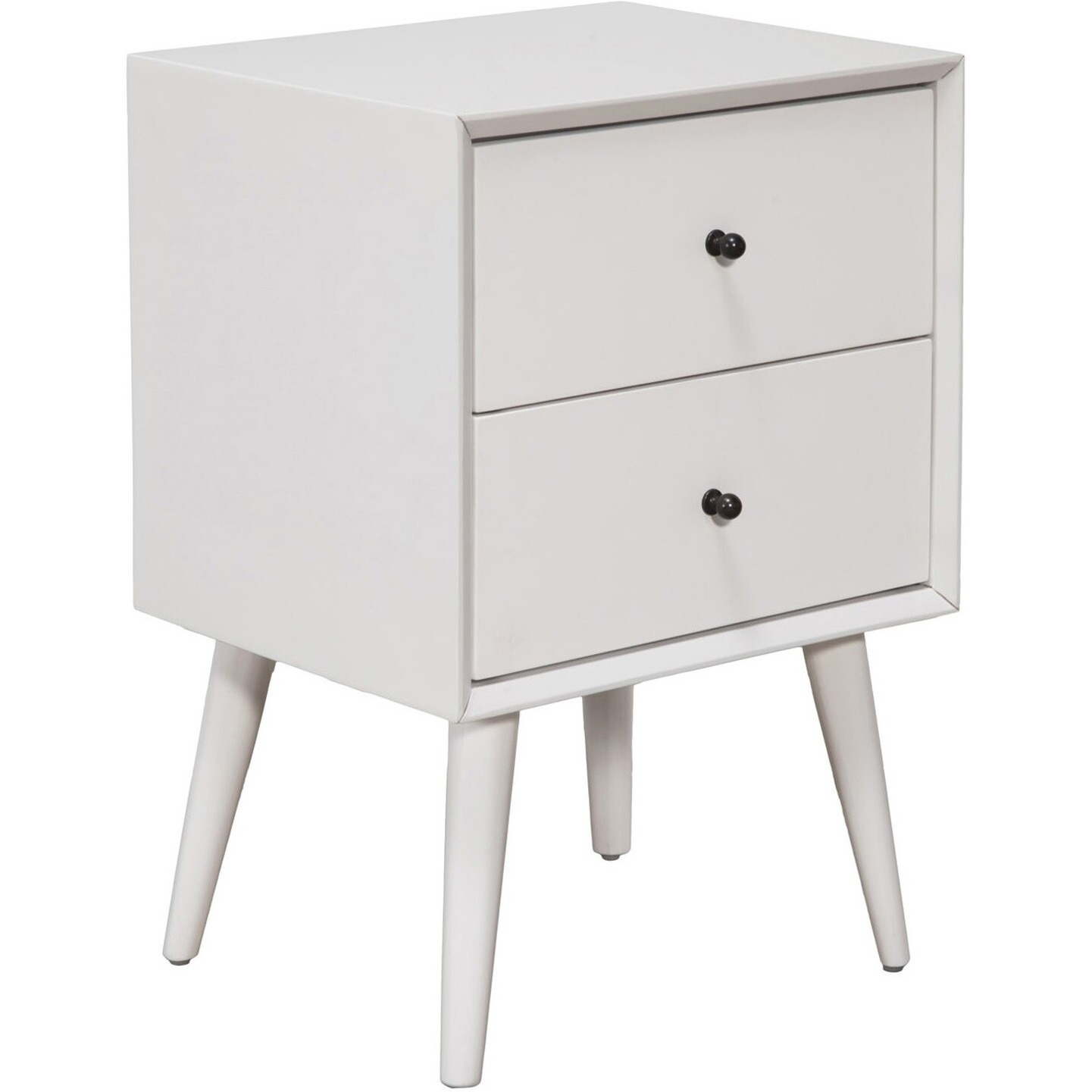 White Century Modern Wood 2 Drawer Nightstand