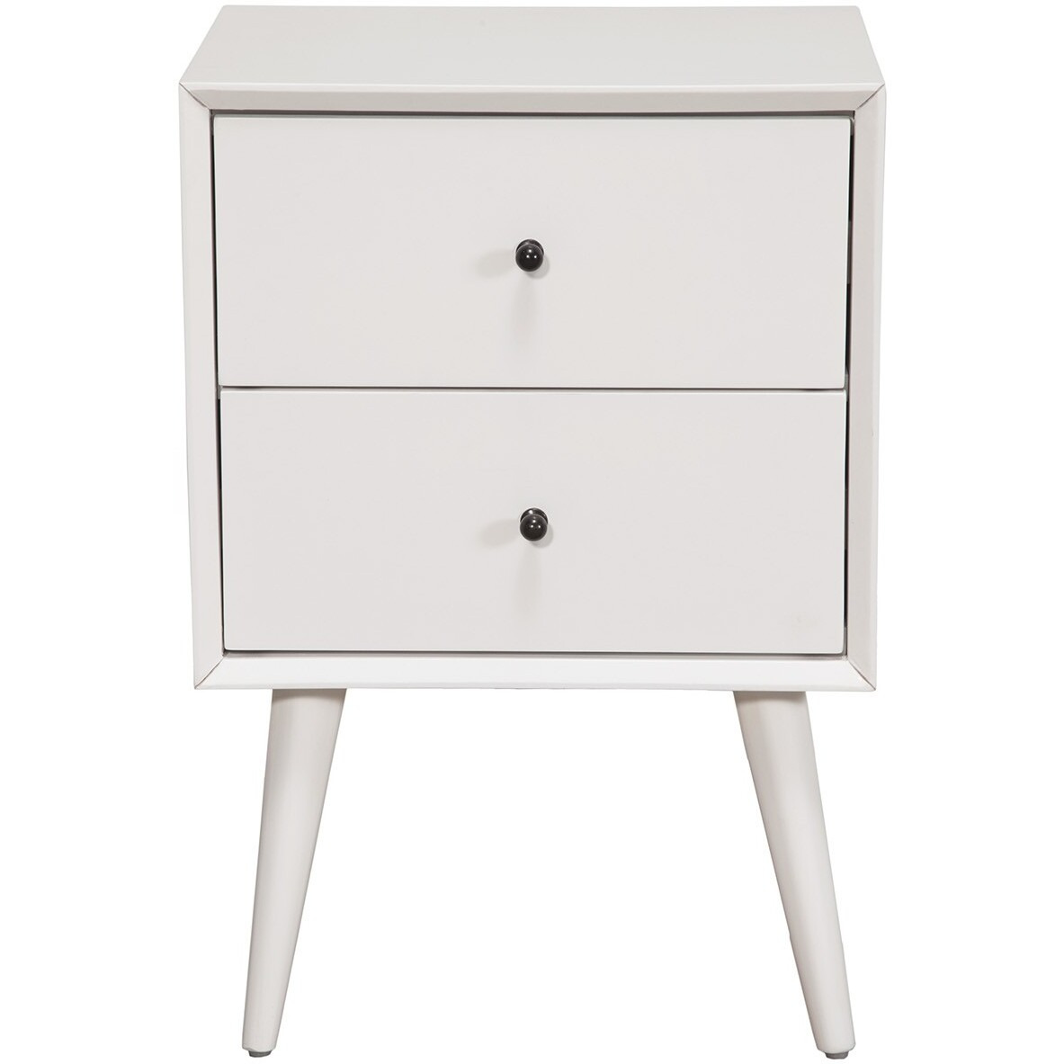 White Century Modern Wood 2 Drawer Nightstand