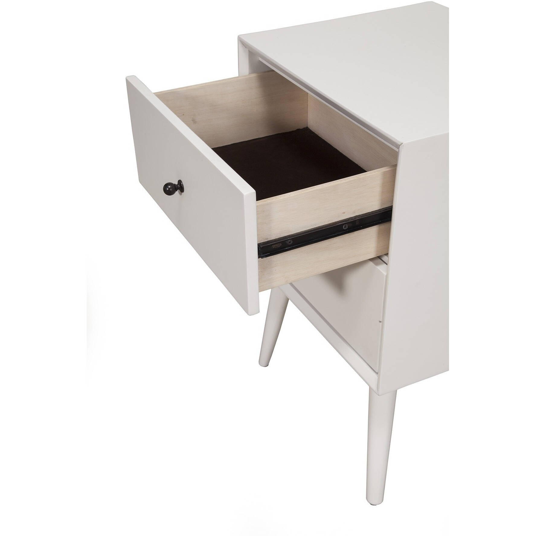 White Century Modern Wood 2 Drawer Nightstand