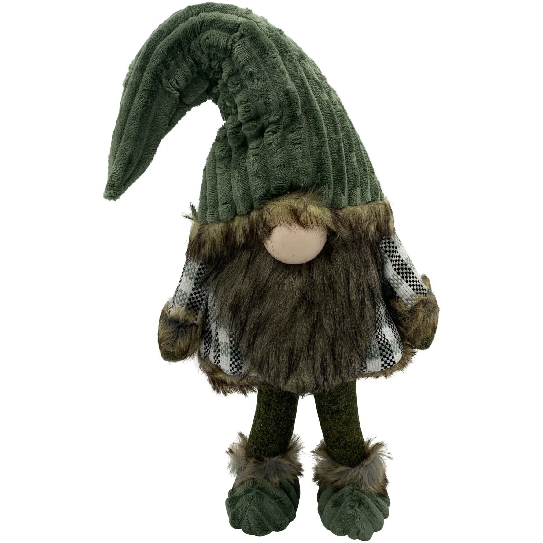 Dark Green And Plaid Fabric Gnome