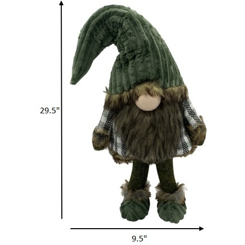 Dark Green And Plaid Fabric Gnome