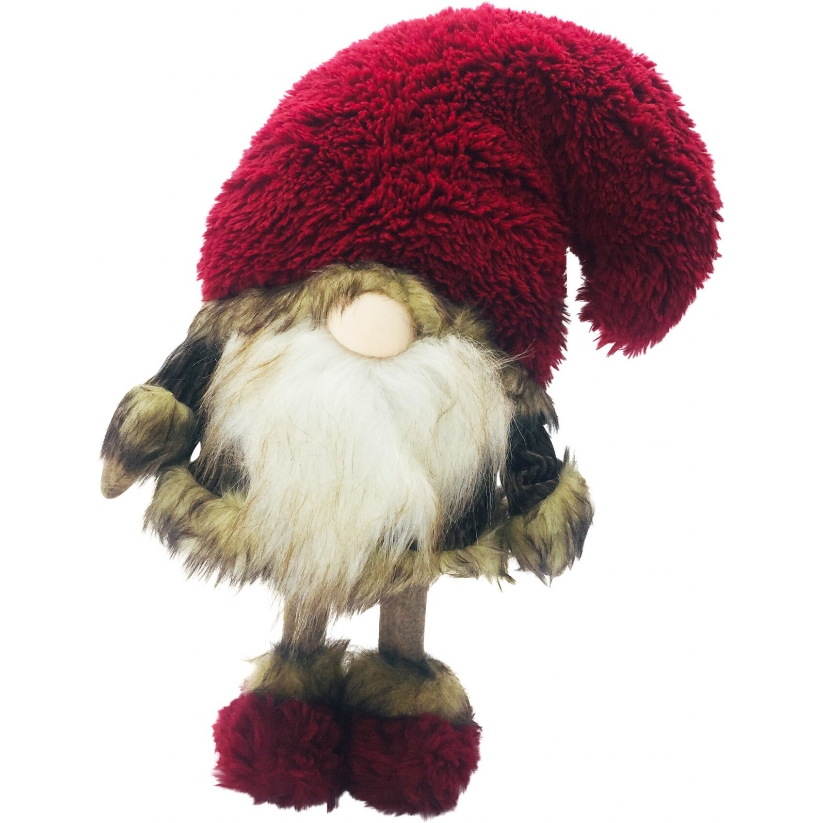 Big Red Fur Hat Cheetah Coat Gnome